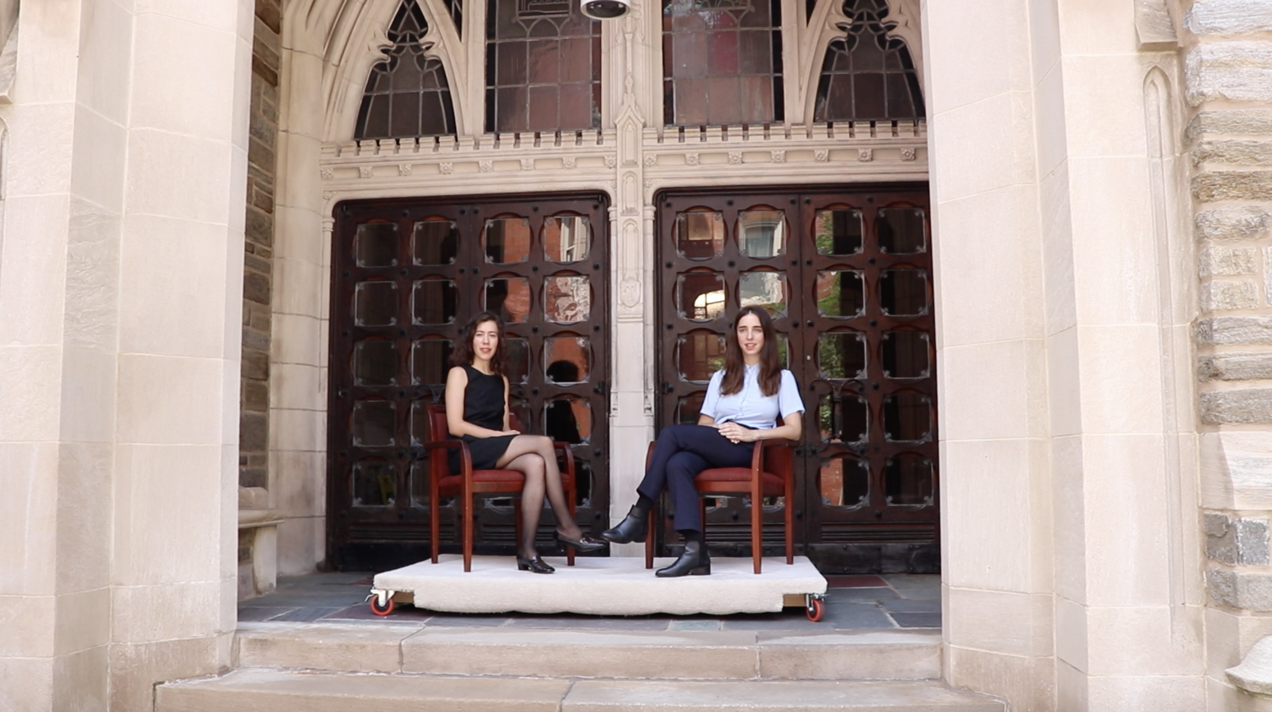  Documentary Video / still / 30 min / 2019   Pictured: Strat Comm employees sitting in their ‘Mobile Office’ on the Temple campus.    