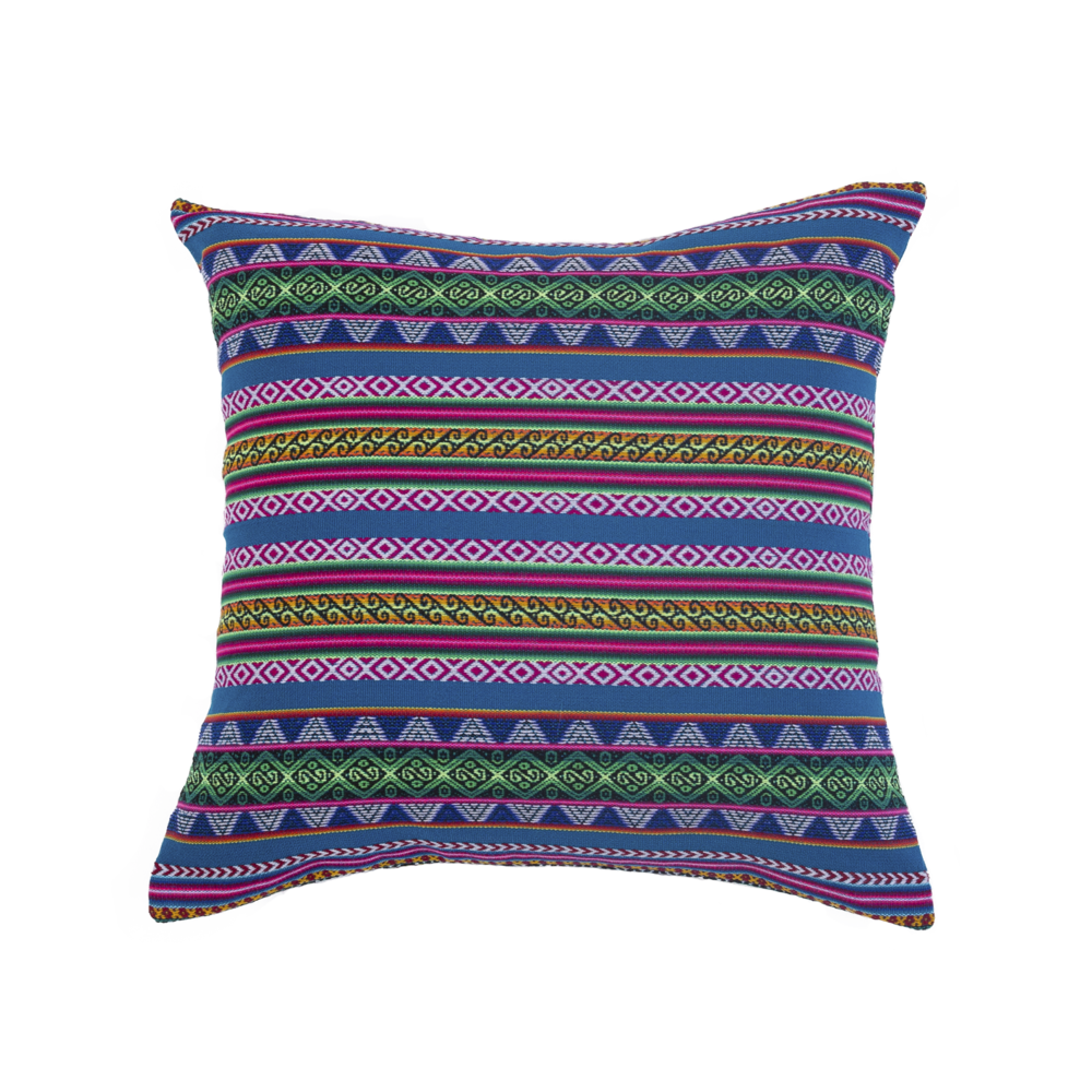 Coussin ethnique Adjamée - Modèle Cuzco Turquoise