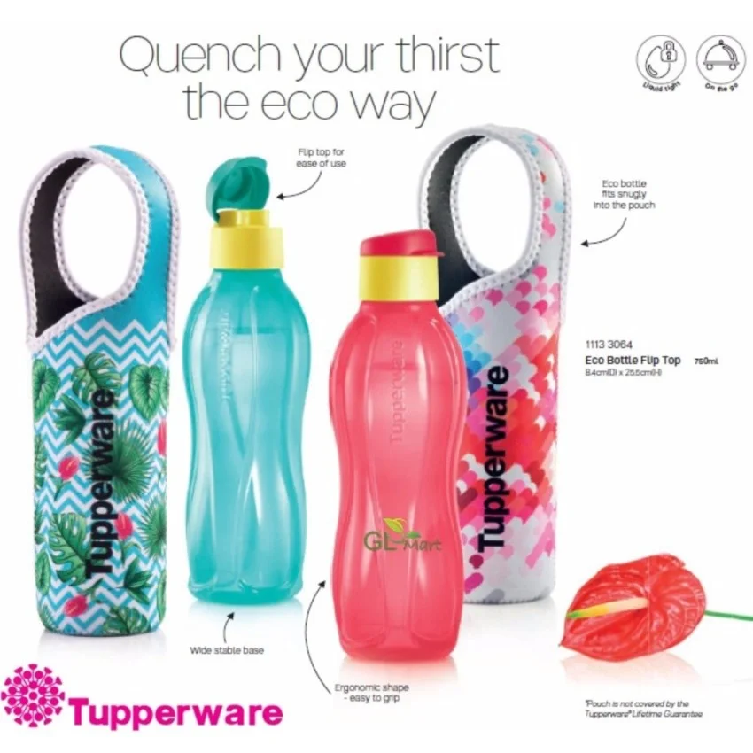 7 POINTS REDEMPTION CODE: B04 Tupperware Eco Water Bottle Flip Top with Pouch (750ml)
