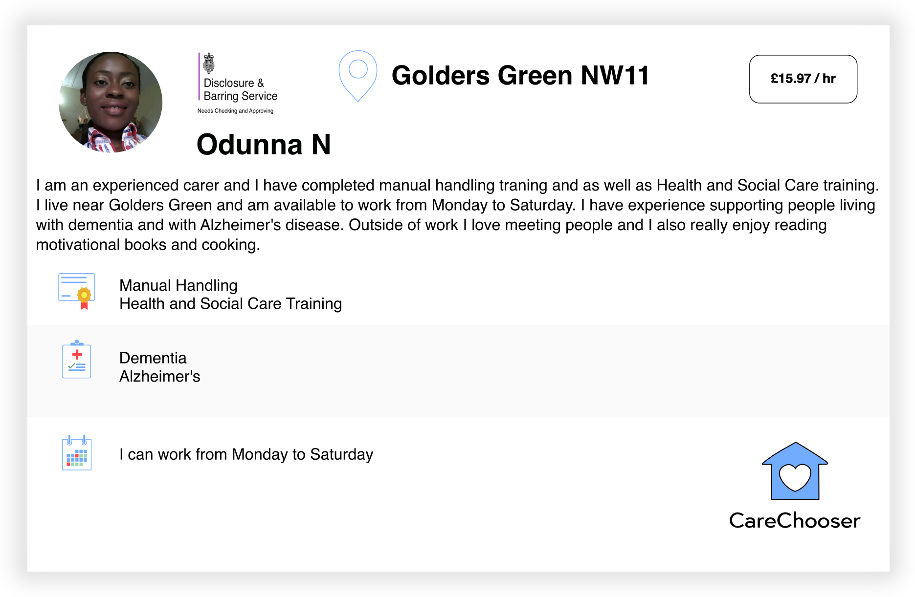 Odunna - Home Care - Golders Green