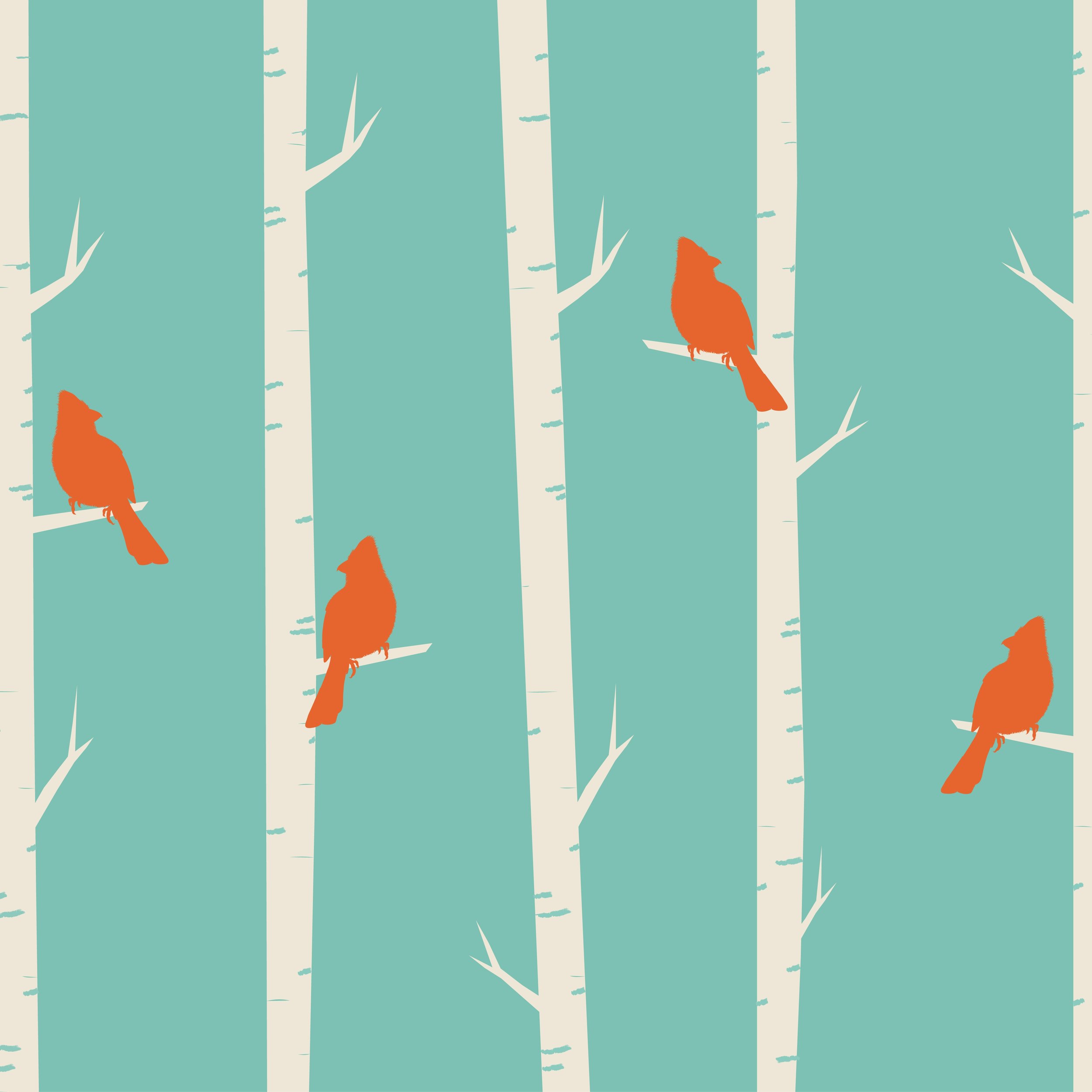 Cardinals on Birch Trees