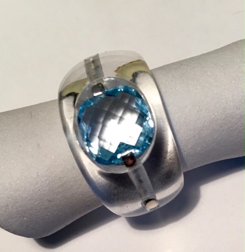 PLEXI TRANSPARANT TOPAZE BLEU ARGENT