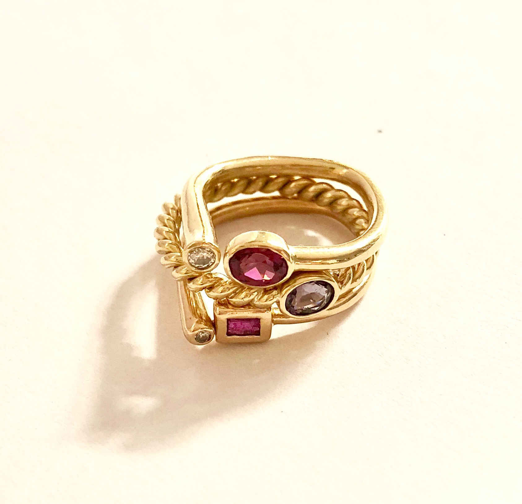 BAGUE OR TOURMALINE DE COULEUR ET BRILLANT