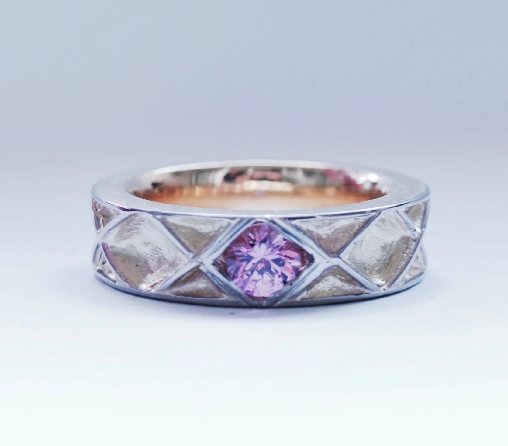 BAGUE OR ROSE OR BLANC SAPHIR ROSE