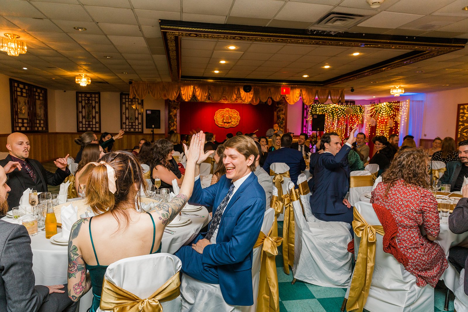  Wedding trivia nontraditional wedding reception at dim sum restaurant Furama in Chicago 