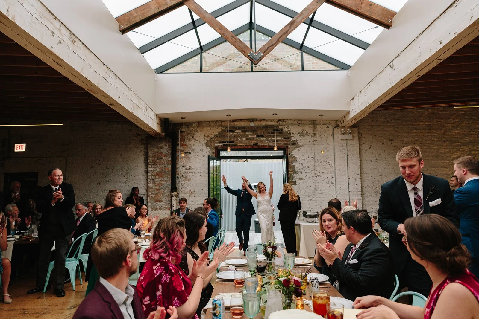  Candid documentary style wedding photography of a wedding reception at The Joinery in Chicago.  
