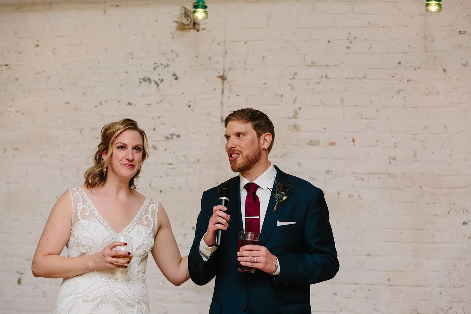 Couple giving thank you speech 