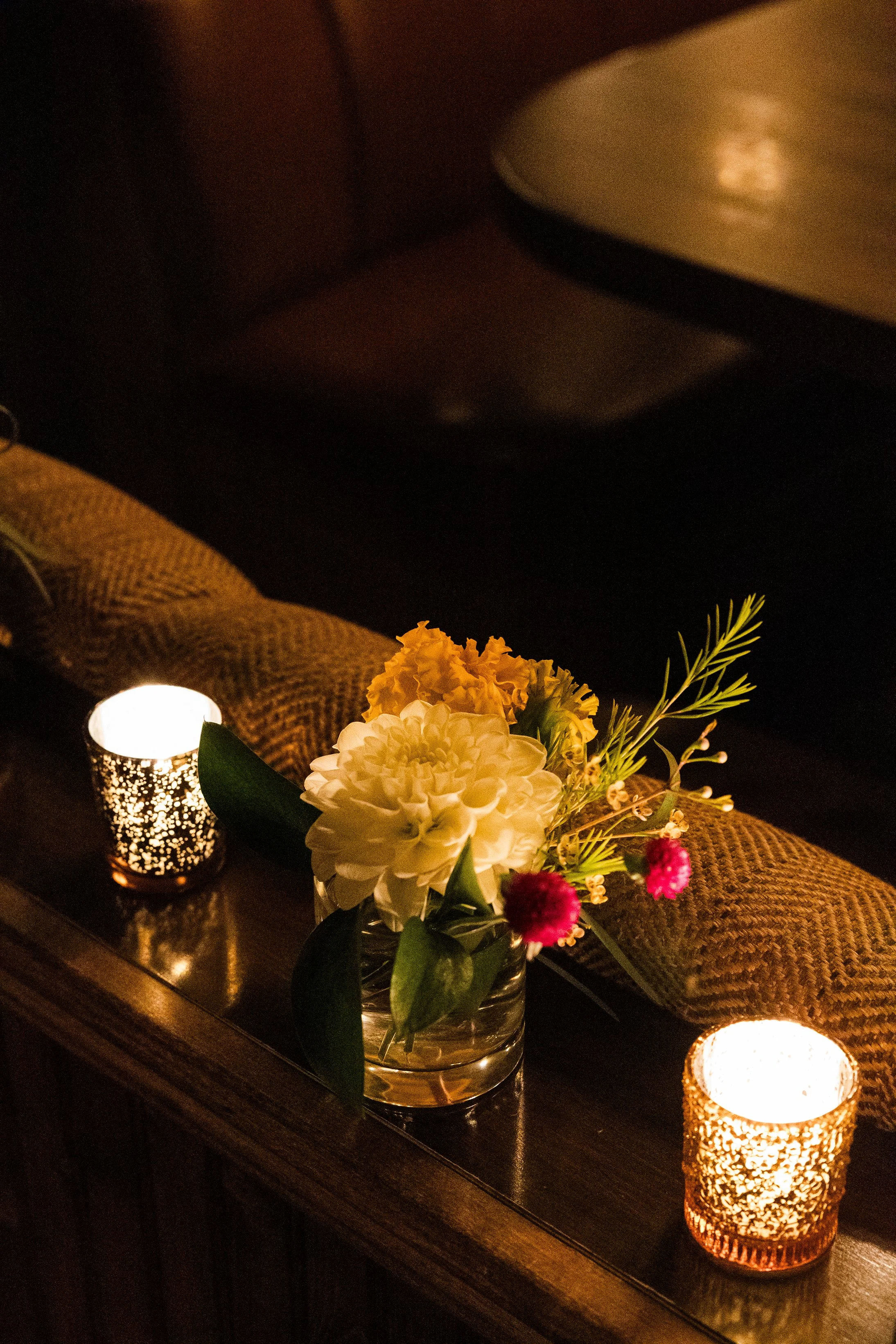 Wedding florals by The Roof Crop at Gilt Bar