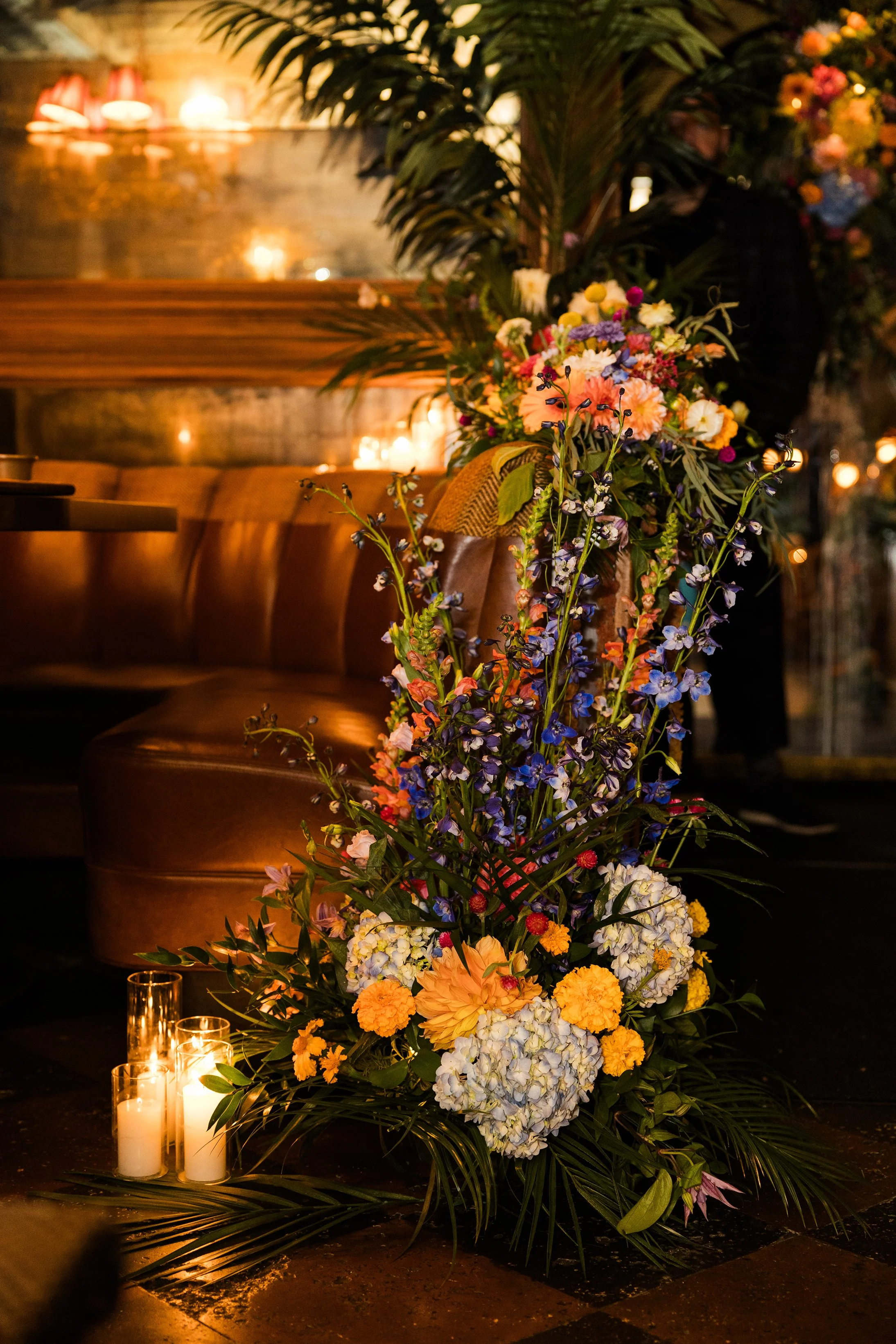 Wedding florals by The Roof Crop at Gilt Bar