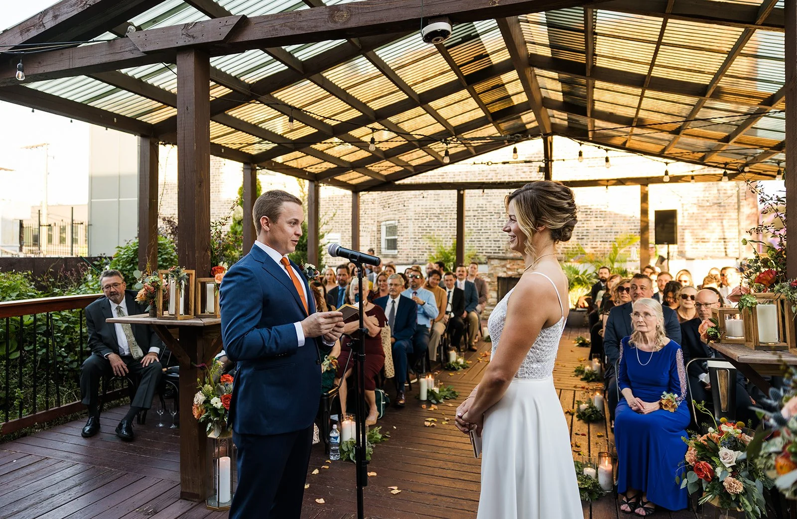 Outdoor wedding ceremony Homestead on the Roof Chicago