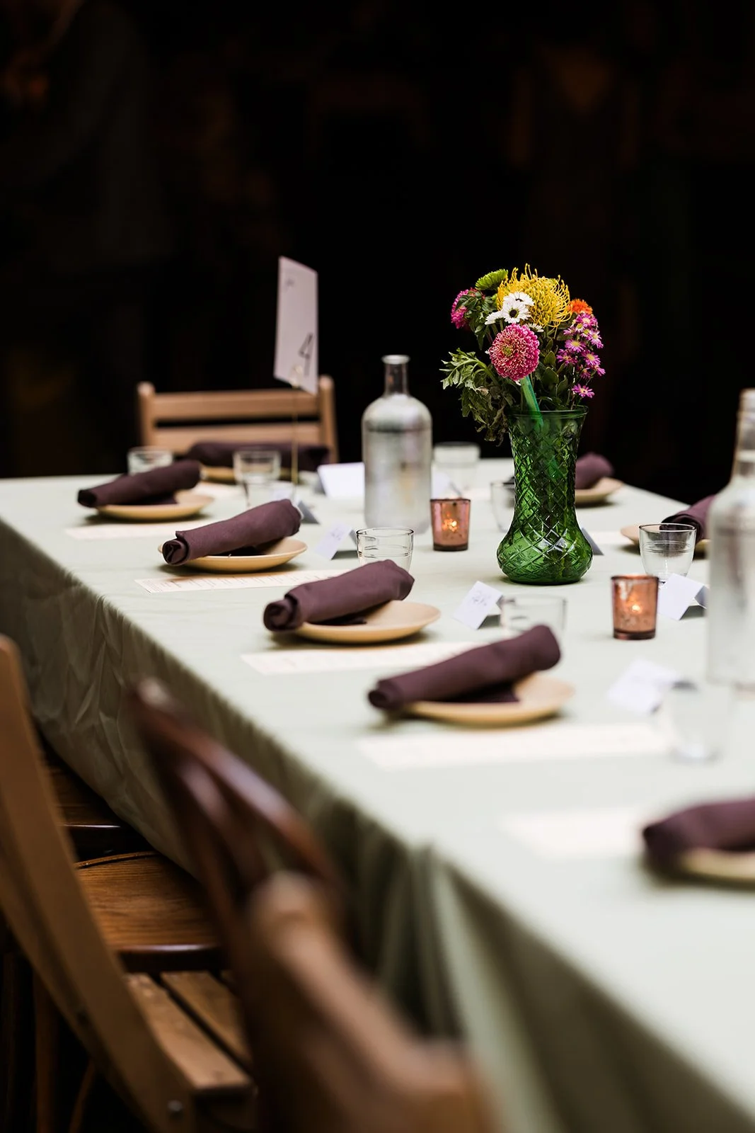 intimate wedding dinner set up Ada St