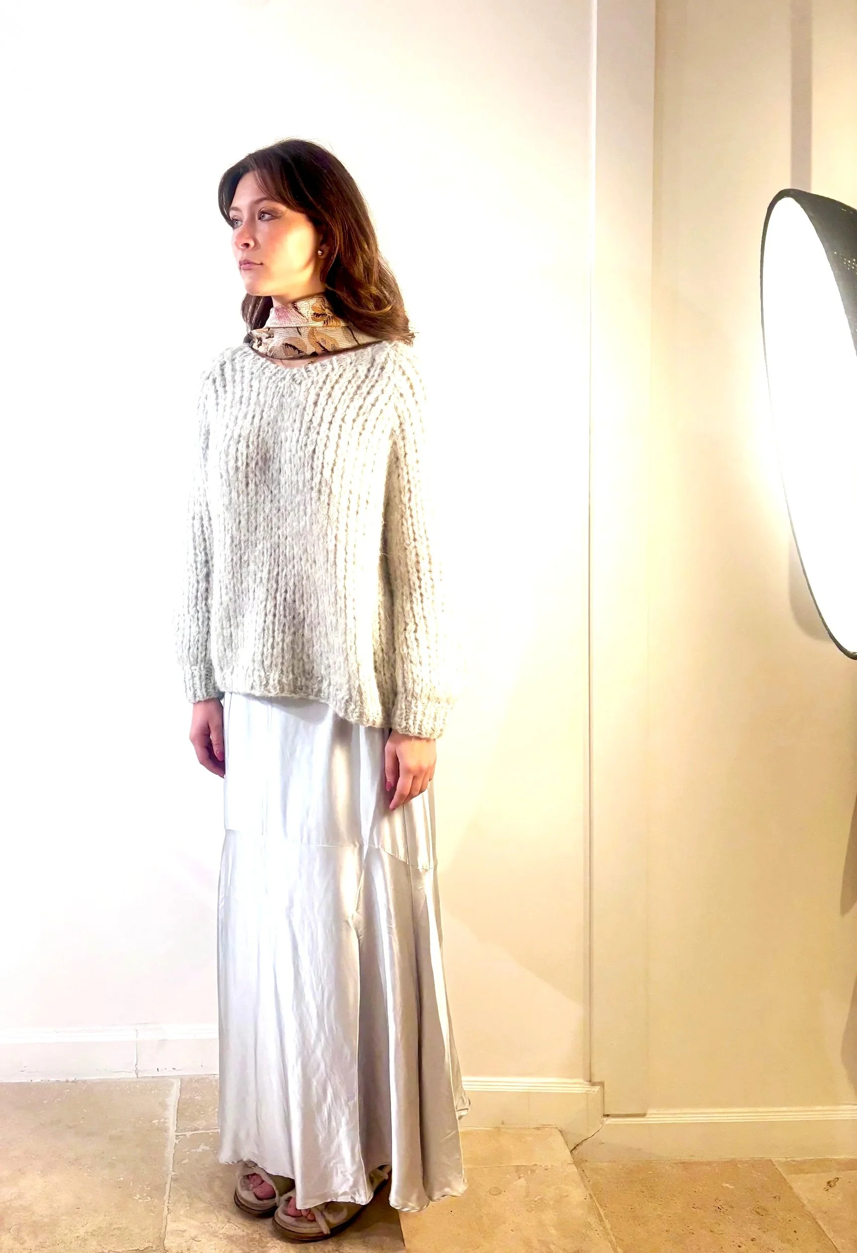 ENRICA+TOKYO+SILVER+SILK+SKIRT