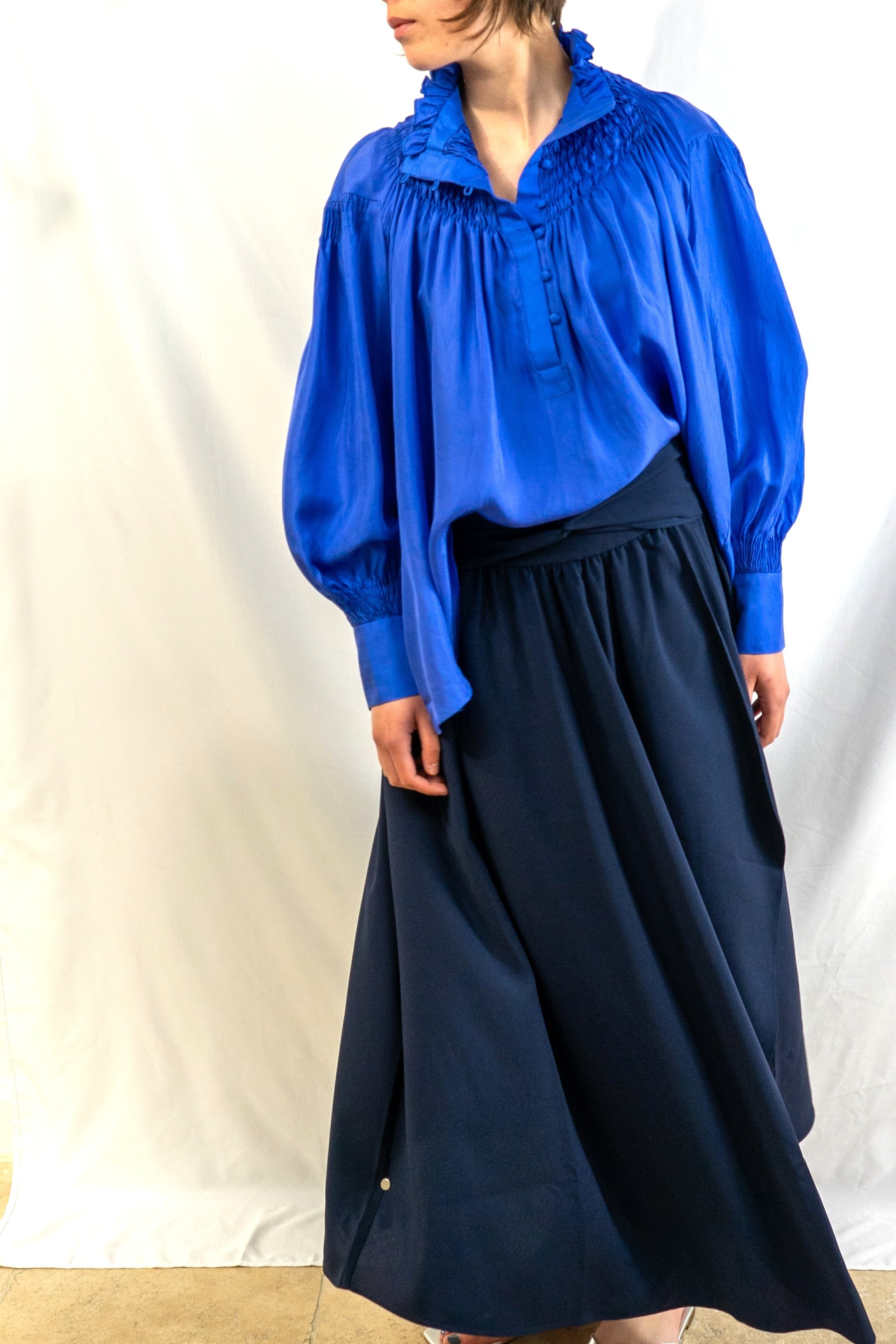 TEIJA PIHLA SILK PLEATED BLOUSE
