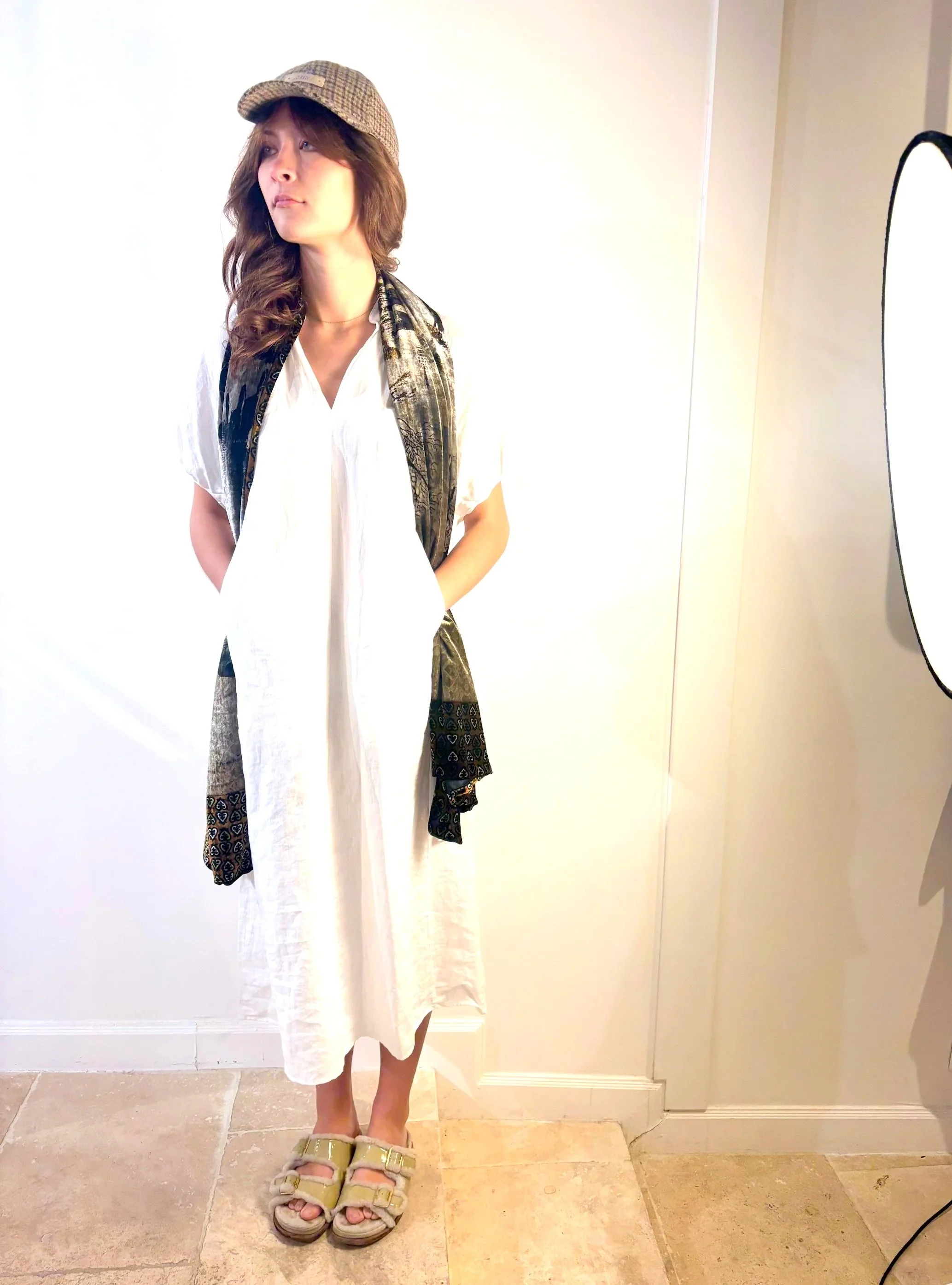 TICCA LINEN V NECK DRESS