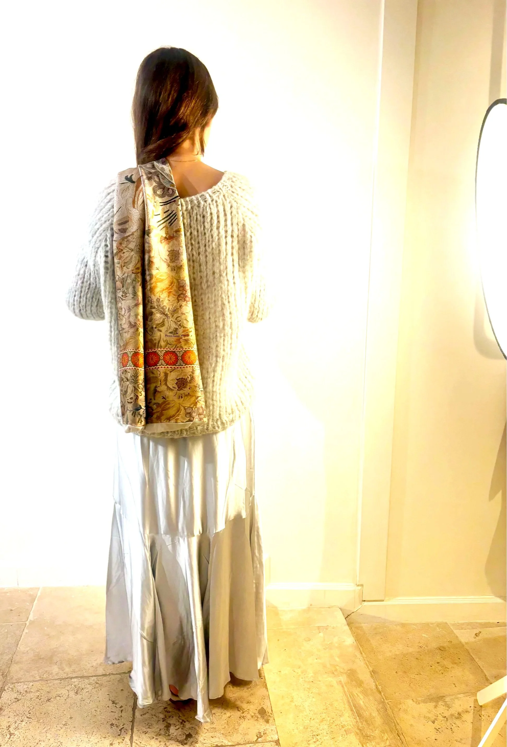 ENRICA+TOKYO+SILVER+SILK+SKIRT+BACK