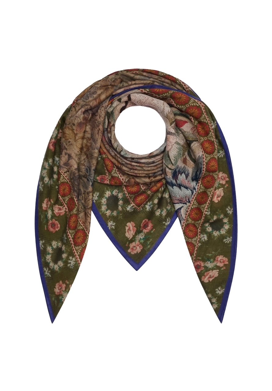 PIERRE-LOUIS MASCIA MAGAR WOOL 135X135CM SCARF GREEN.