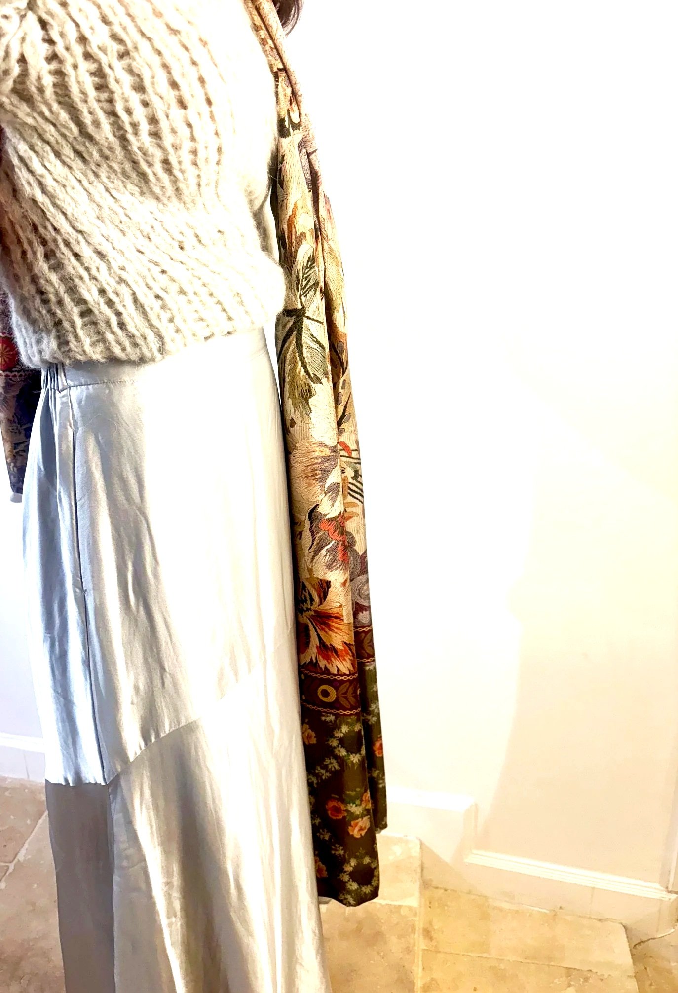 ENRICA+TOKYO+SILVER+SILK+SKIRT