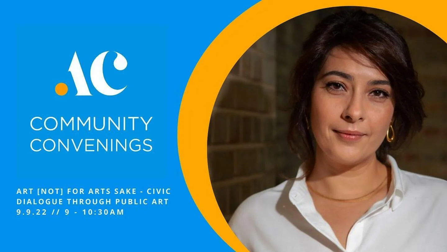 Join us via Zoom for our COMMUNITY CONVENING on SEPT. 9. from 9-10:30AM (link in bio)

Art [Not] for Arts Sake ~ Civic Dialogue Through Public Art

Speaker: Mariam Zulfiqar | Director @artangel_ldn 

In this conversation, Miriam will discuss how publ