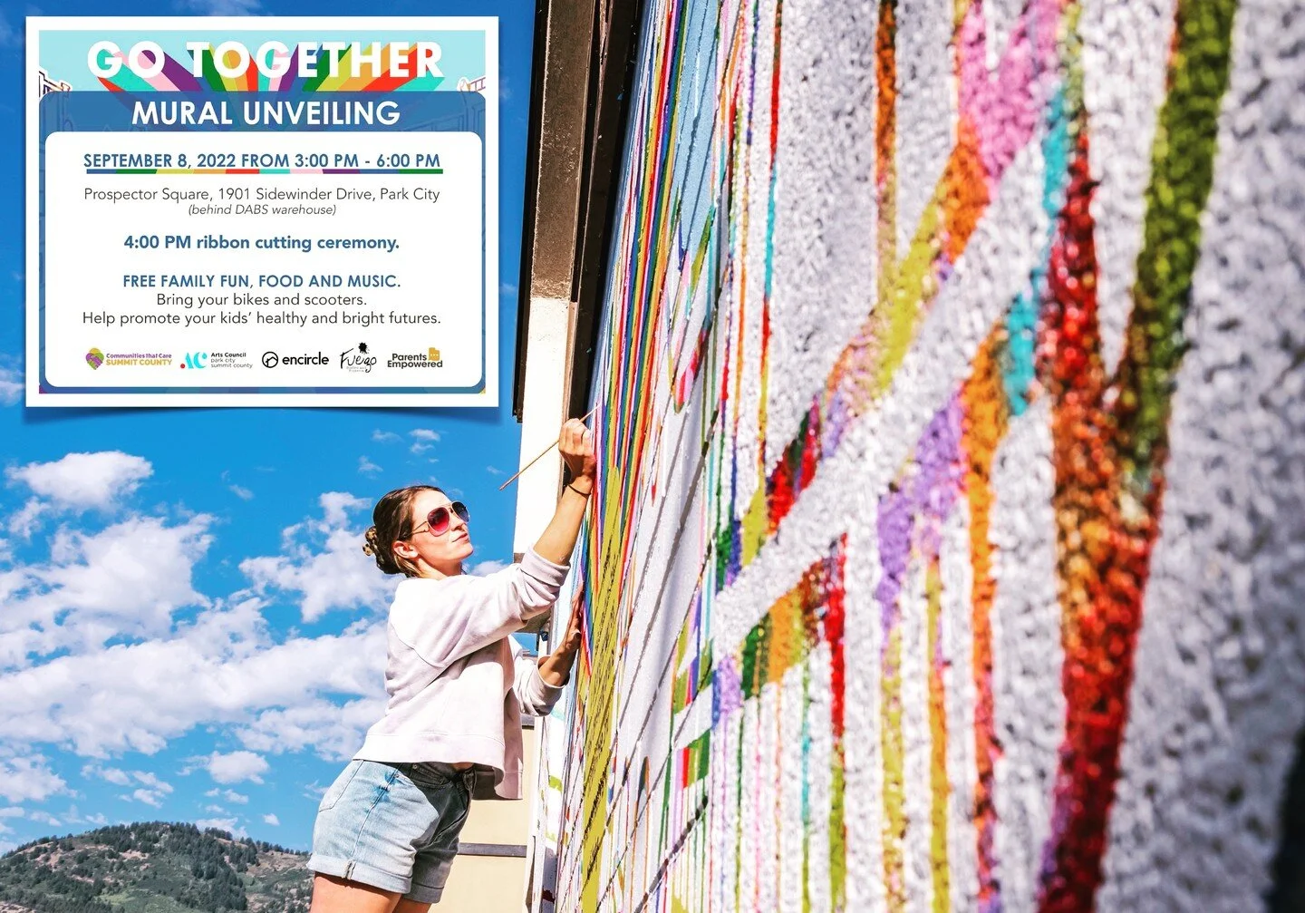 Join us for the 'Go Together' Mural Unveiling on Thursday, September 8 from 3-6pm (Ribbon Cutting at 4pm) at Prospector Square. FREE food, live music and arts activities for the kids. 

You can register at our link in bio.

See you there!