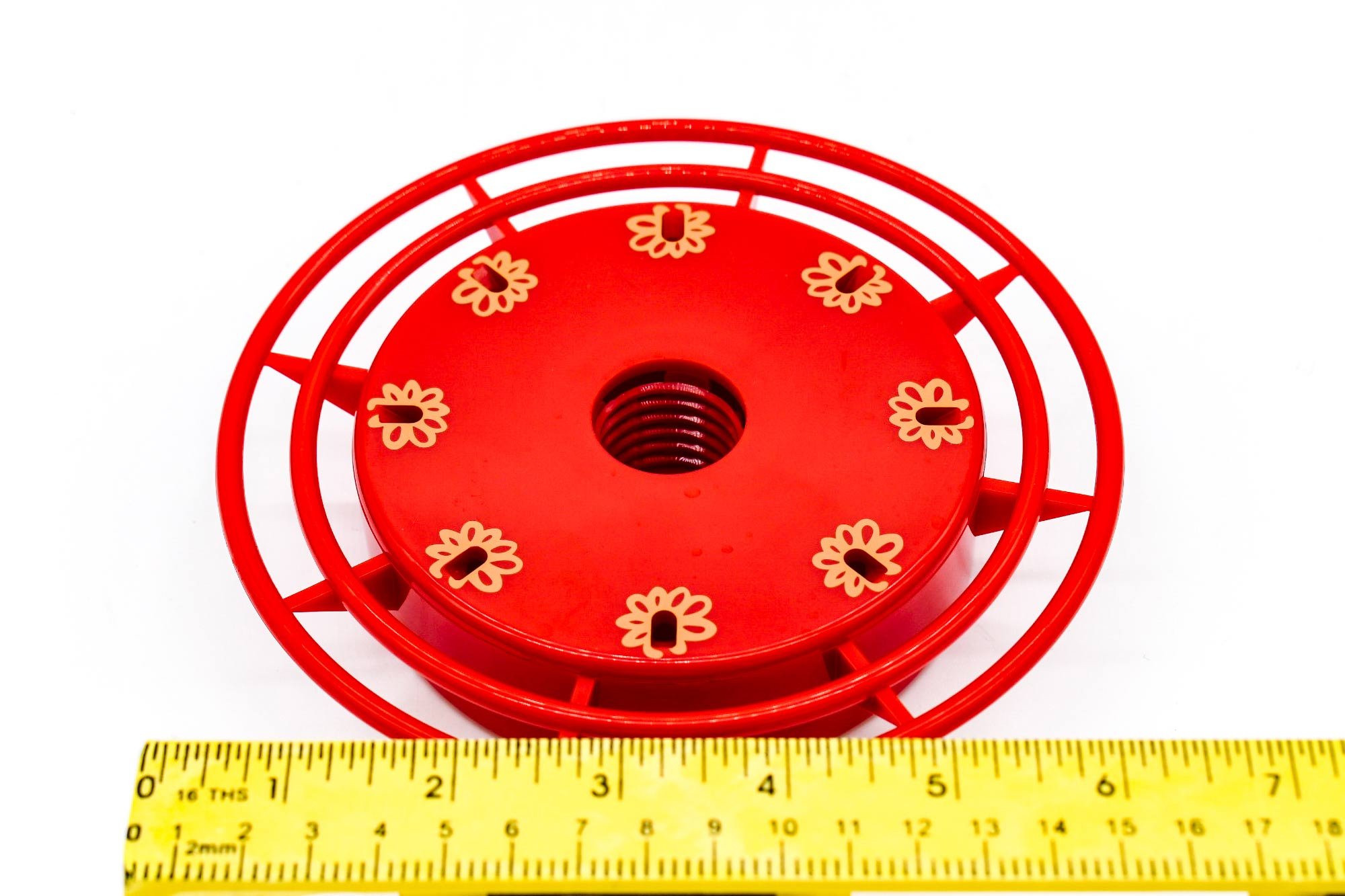 turbine feeder base looking down with ruler