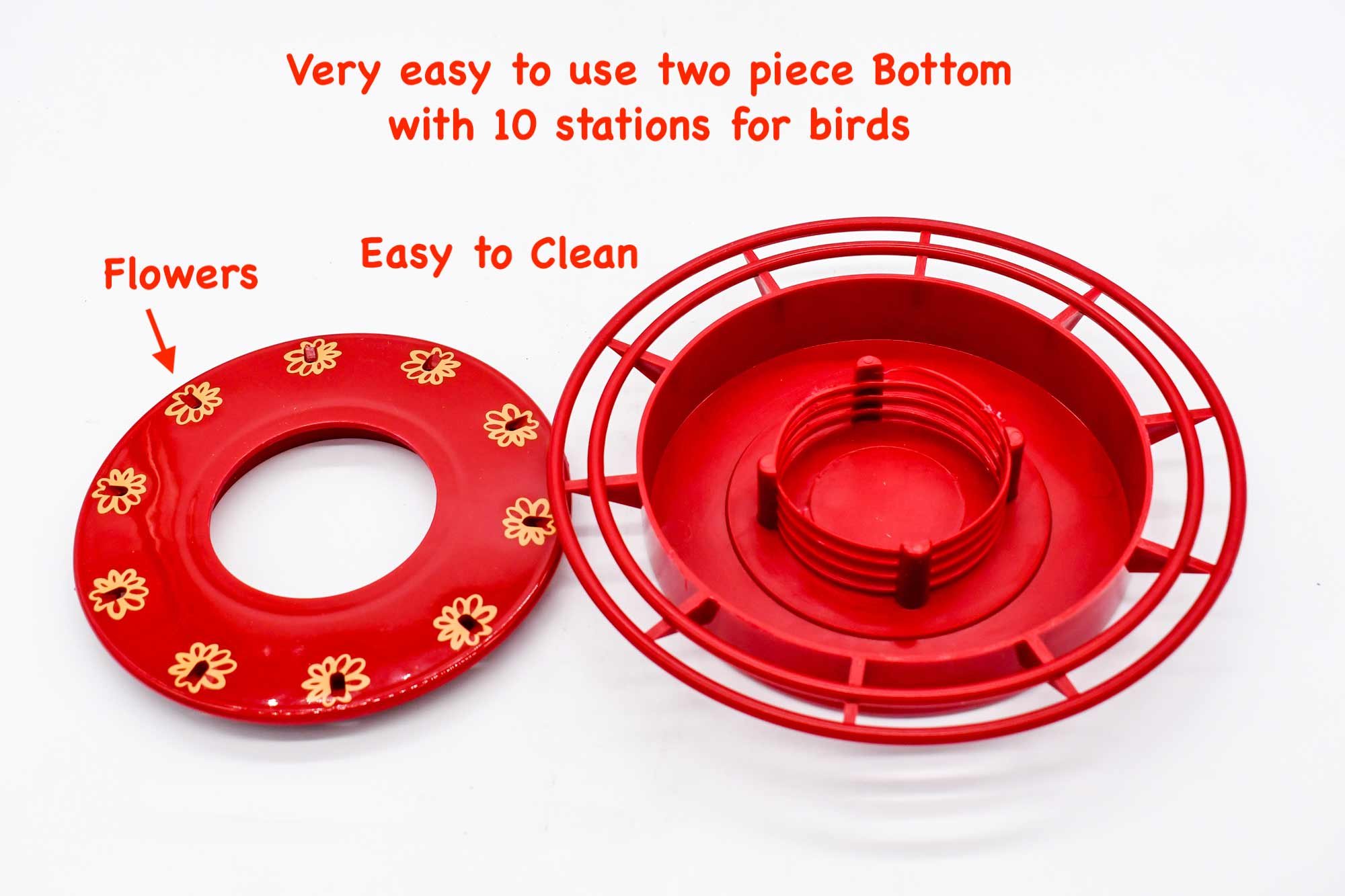 photo showing turbine feeder base apart for easy cleaning.