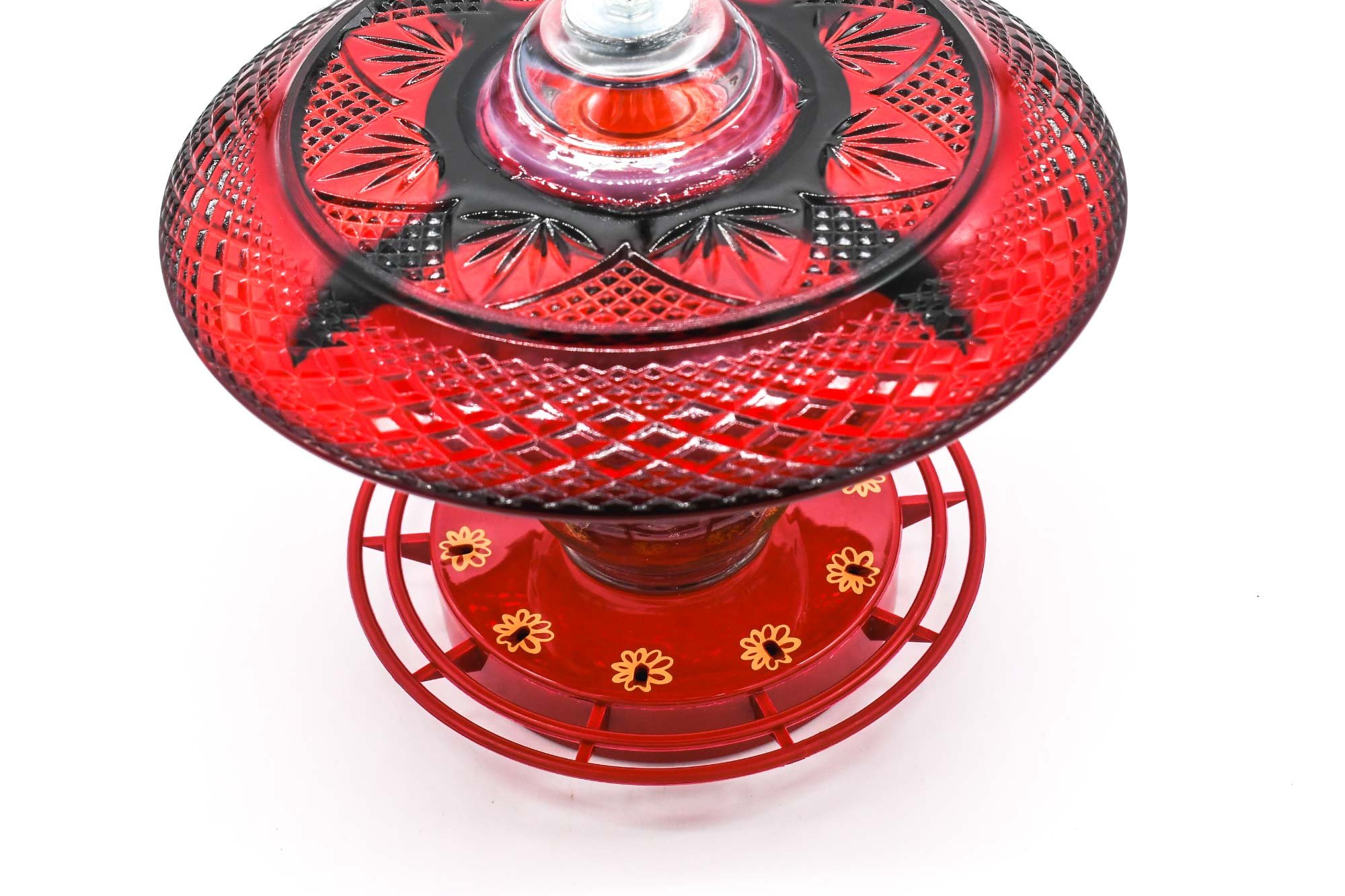 High view looking down on Red Glass Feeder