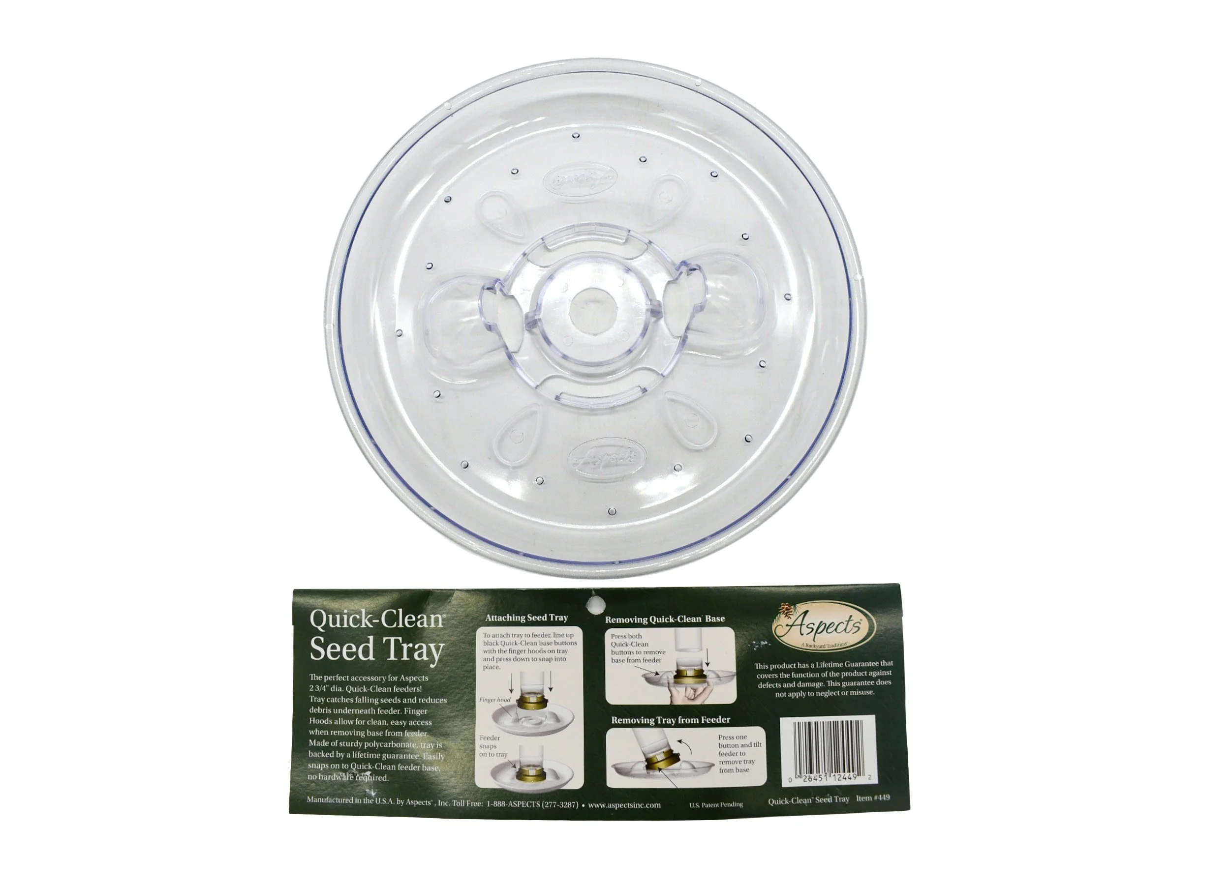 Aspects 449 Clear Seed Tray Top View and Mounting Opening
