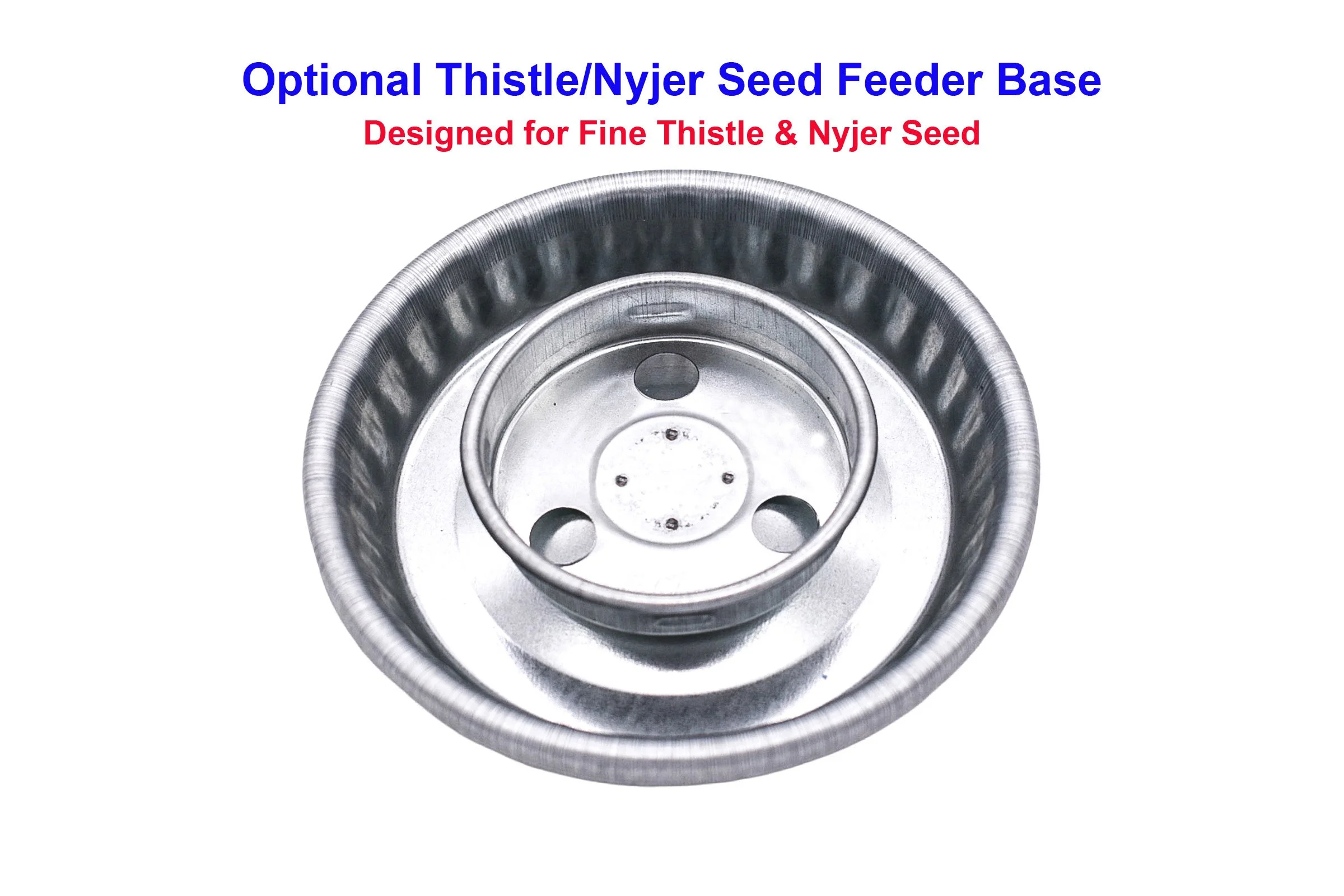 Optional Nyjer and thistle seed feeder base for 32 oz Mason jar hanging finch feeder