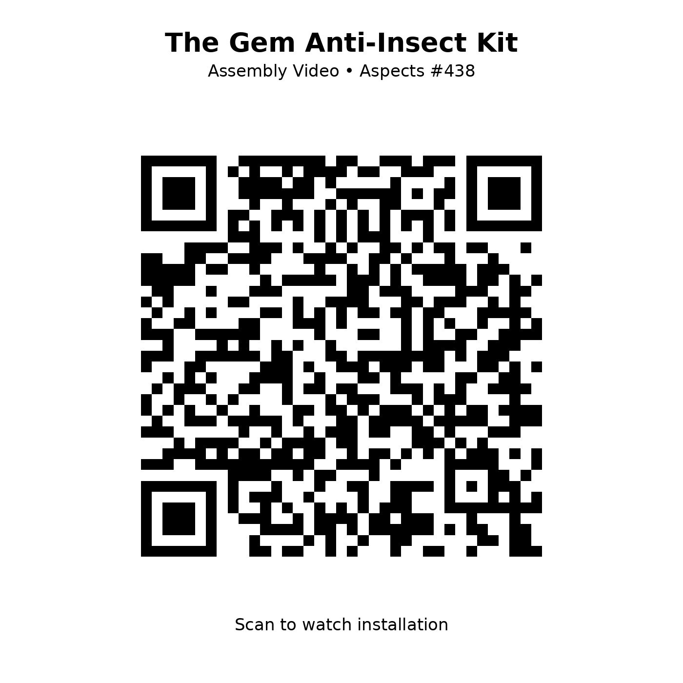 QR code to watch the Aspects 438 Gem Anti-Insect Kit assembly video from BirdFeedersRus