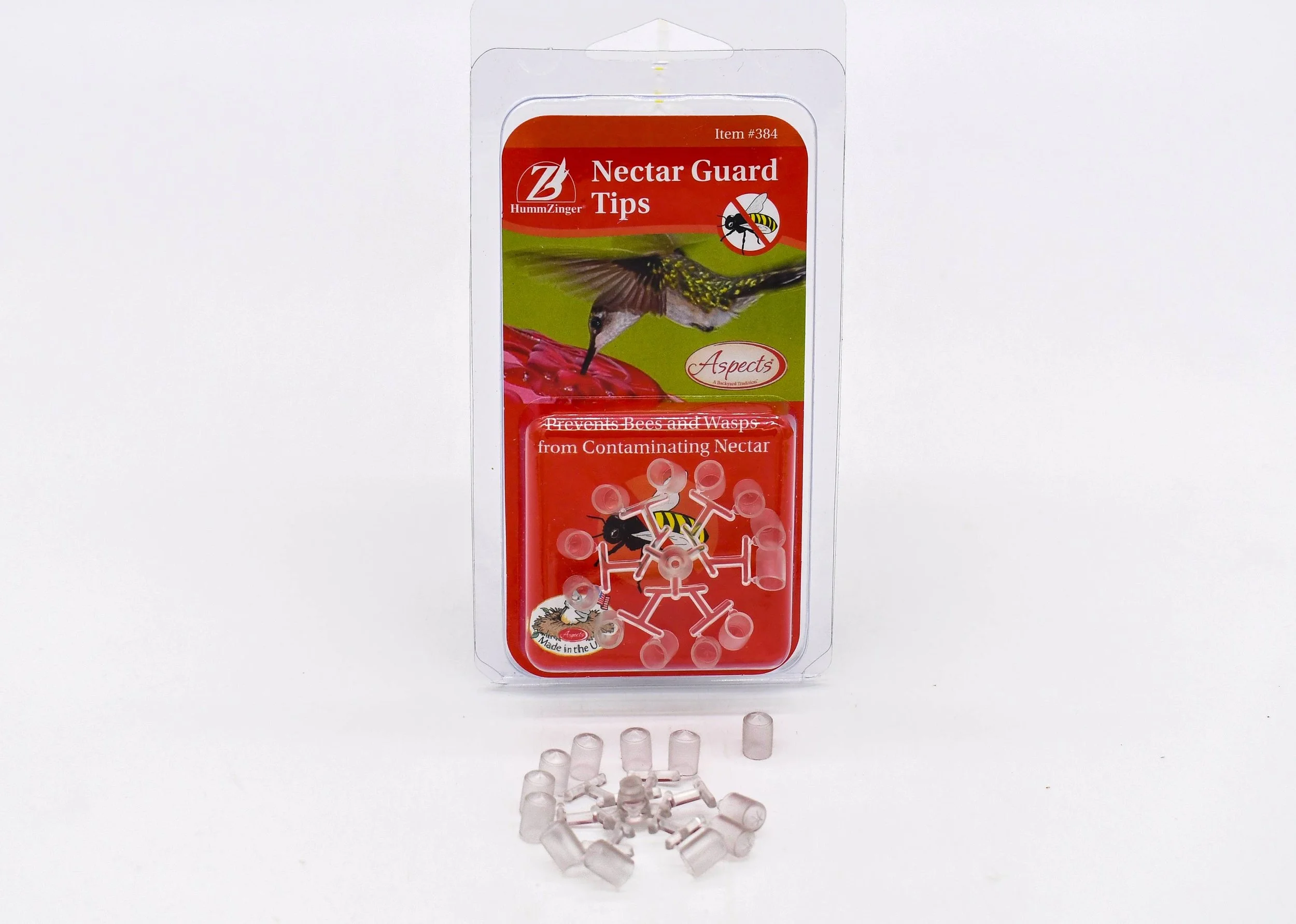 Aspects 384 Nectar Guard Tips package with flexible insect guards shown outside the package