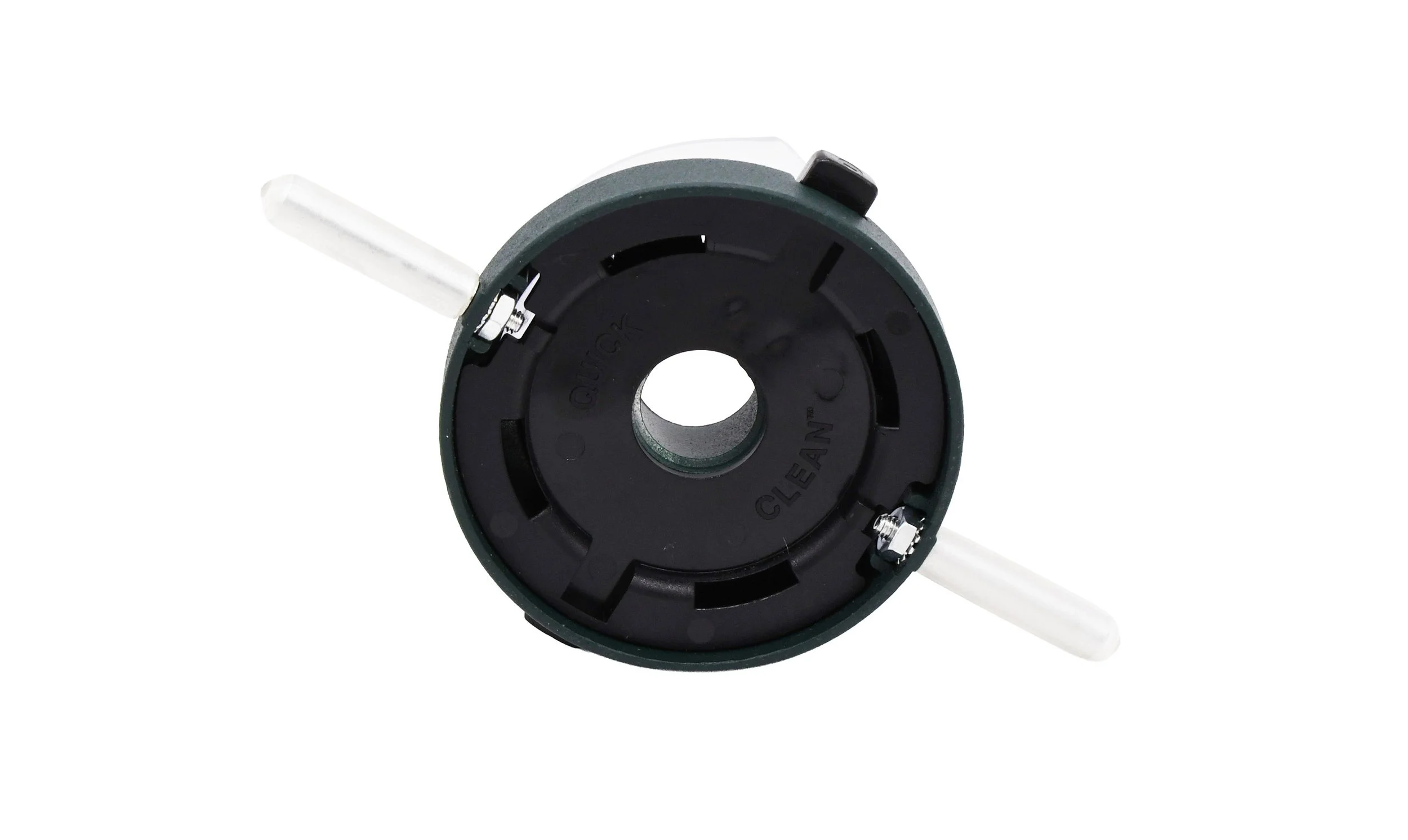 Bottom view of Aspects 427 Quick-Clean feeder base showing removable base construction and feeding perch.