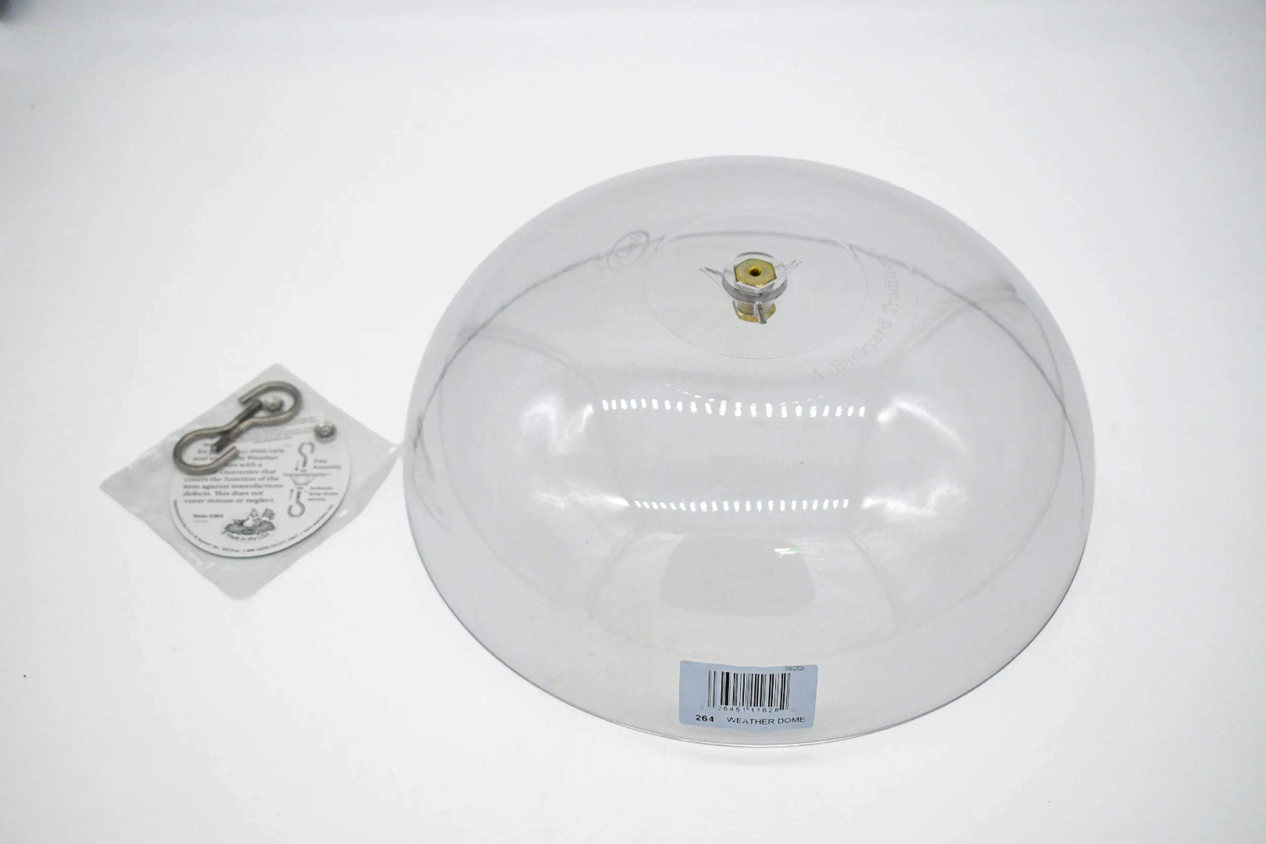 Aspects 264 Weather Dome underside view showing clear polycarbonate dome and included hanging hardware.