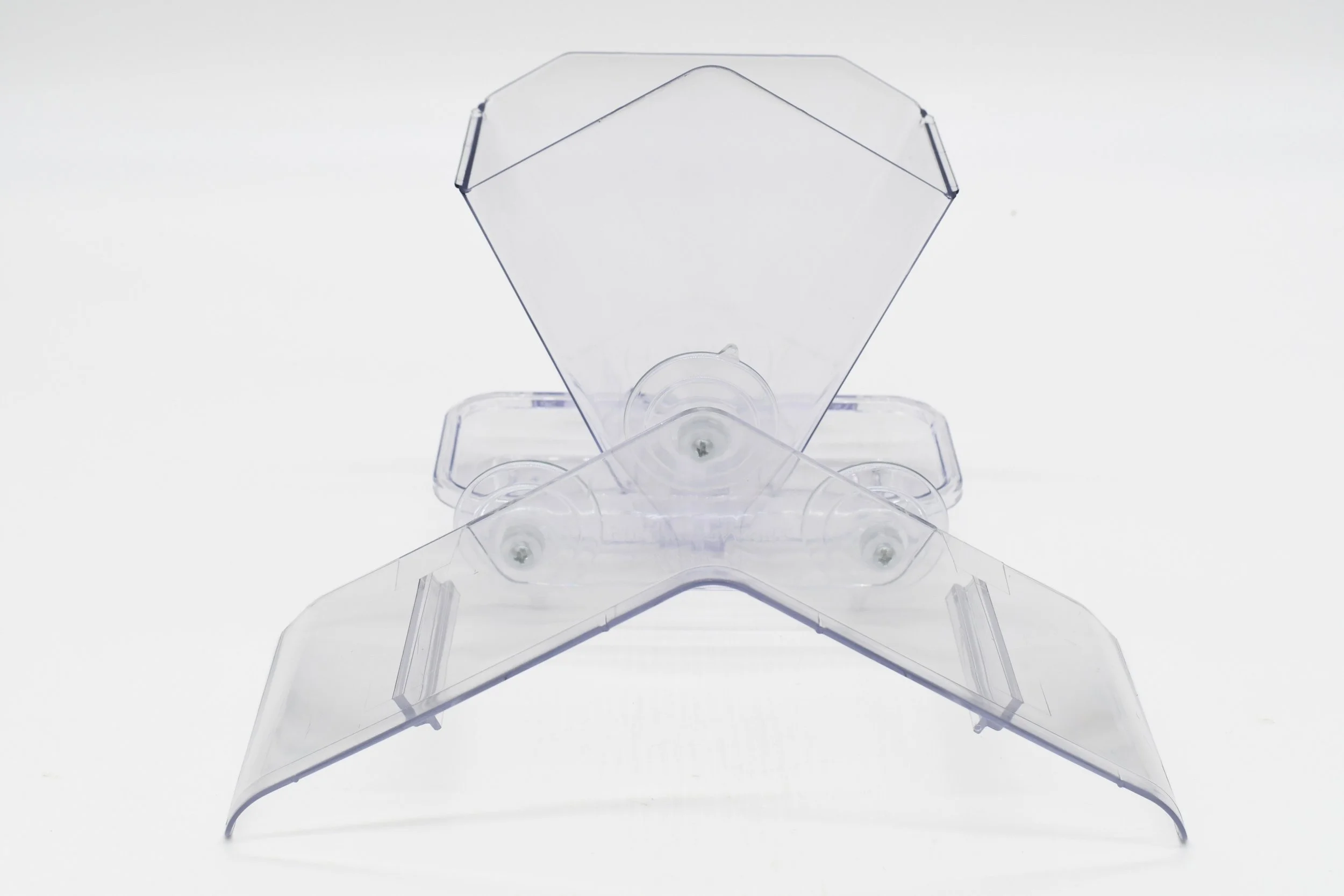 Overhead view of the Aspects Window Cafe bird feeder showing its removable clear polycarbonate roof and transparent feeding tray.
