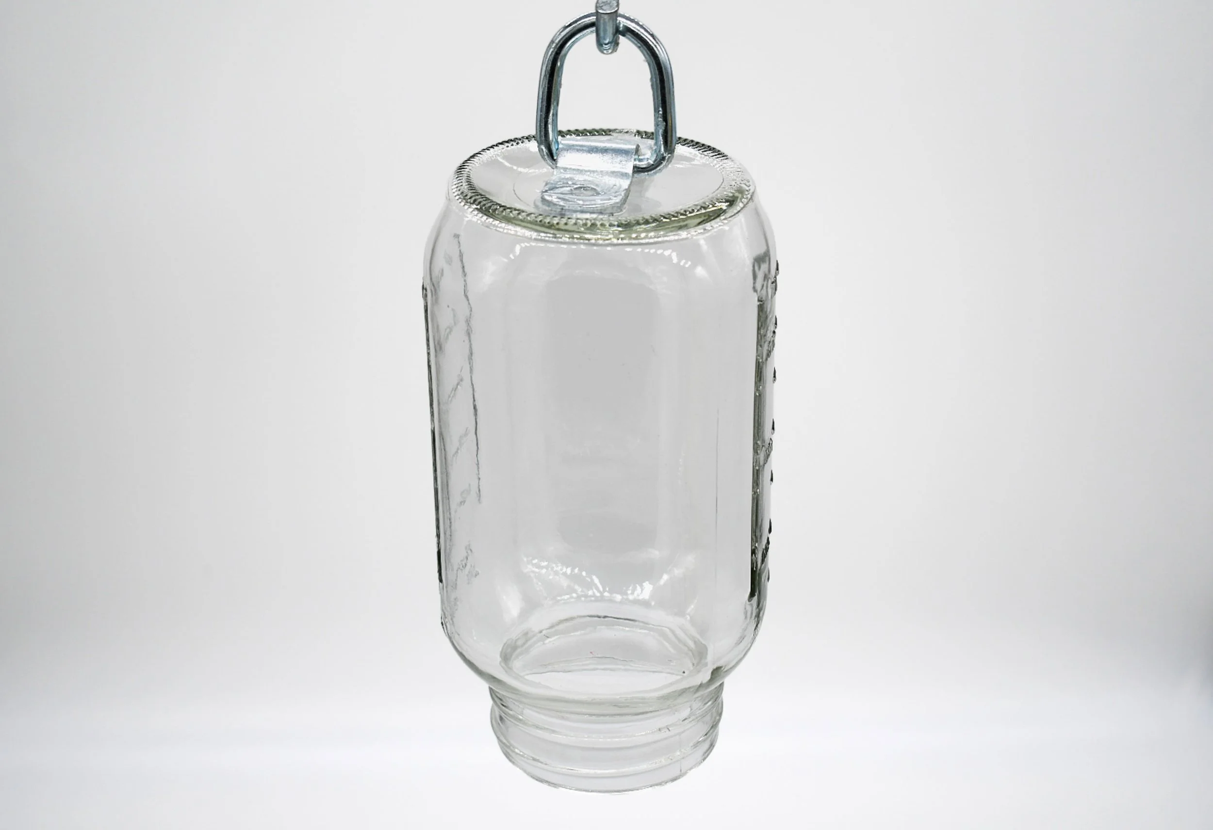 Clear 32 oz replacement Mason jar with galvanized hanging hook for bird and chicken feeders