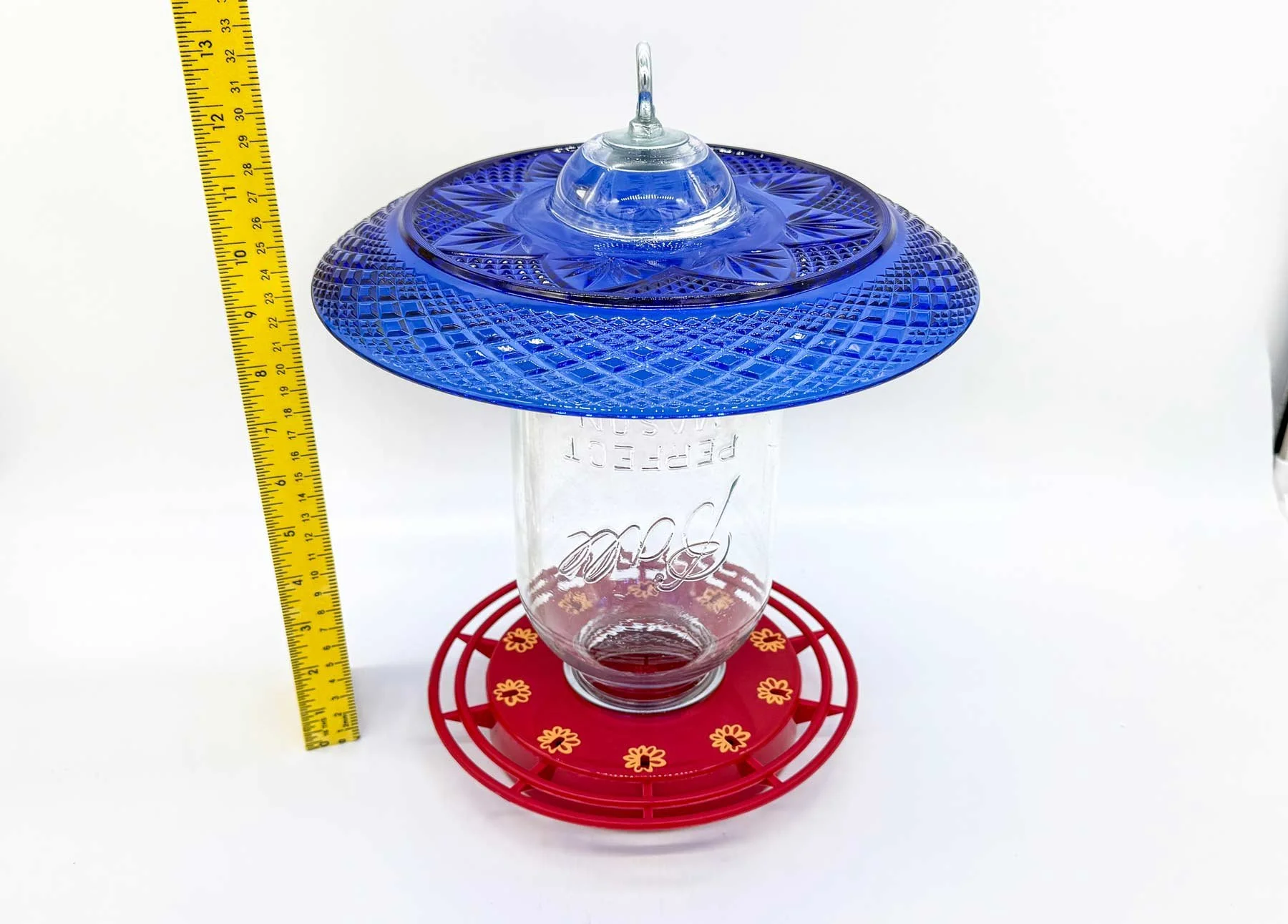 Large Blue Hummingbird Feeder – 64 oz Mason Jar