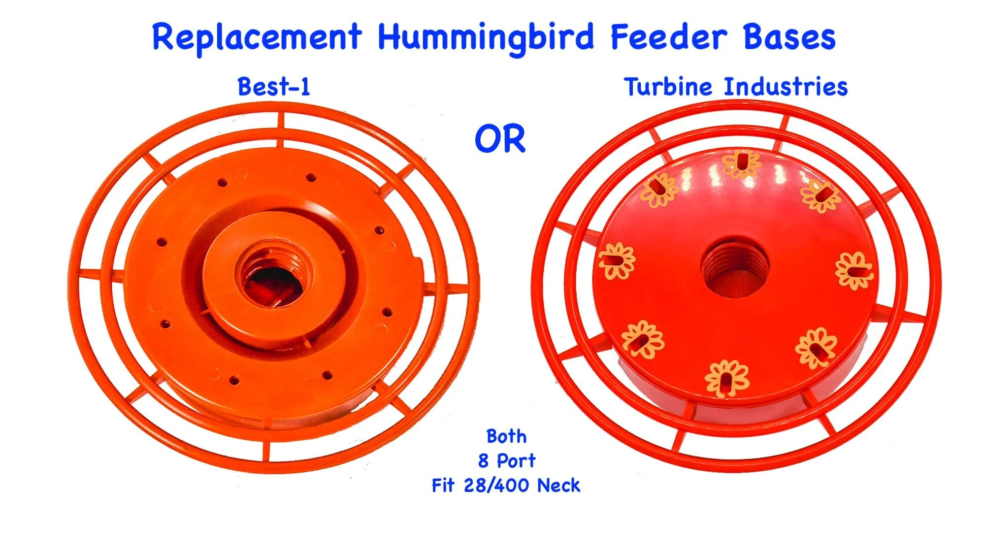 Best-1 & Turbine Hummingbird Feeder Replacement Base – 28/400 Neck, Bee Proof, Easy Clean