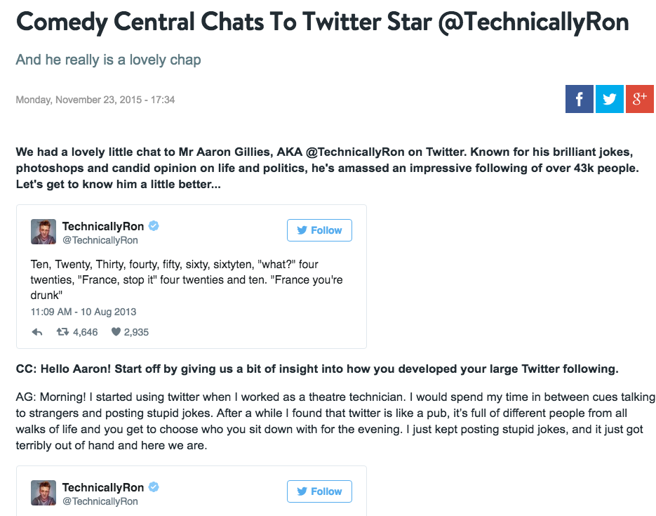 Comedy Central Interview