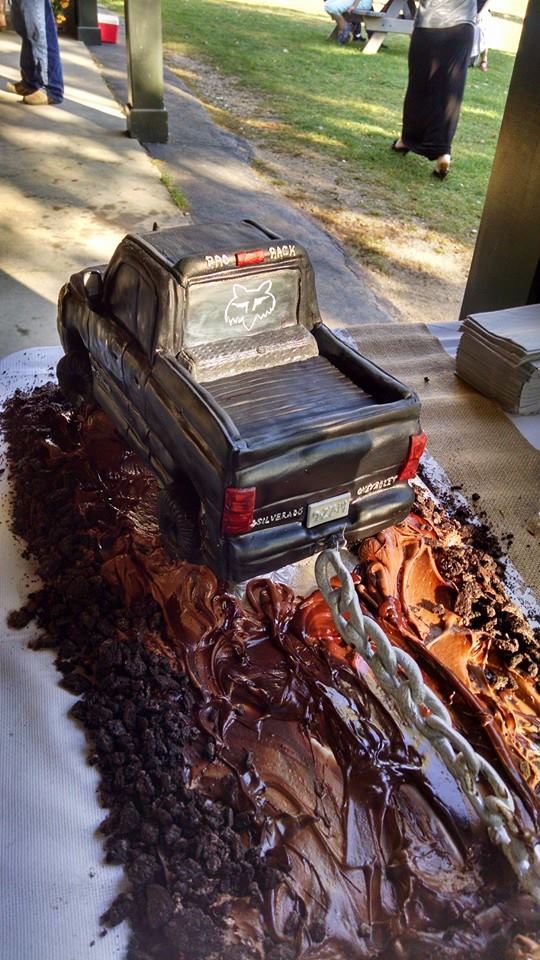 Sculpted Truck Grooms Cake Pulling Wedding Cake