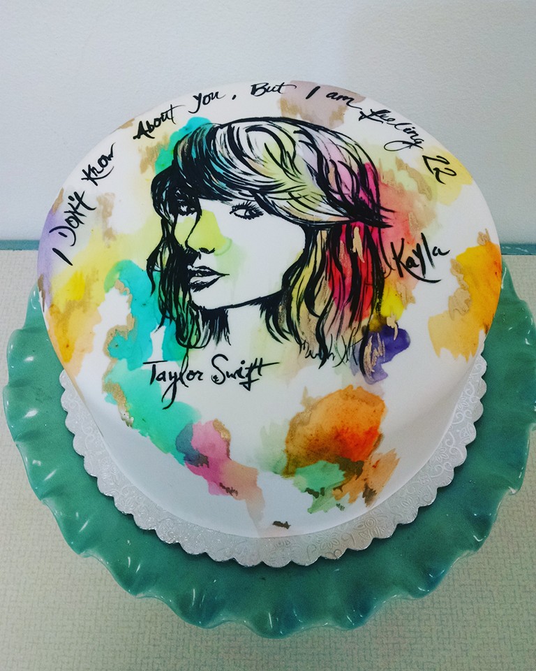 Handpainted Taylor Swift Watercolor cake