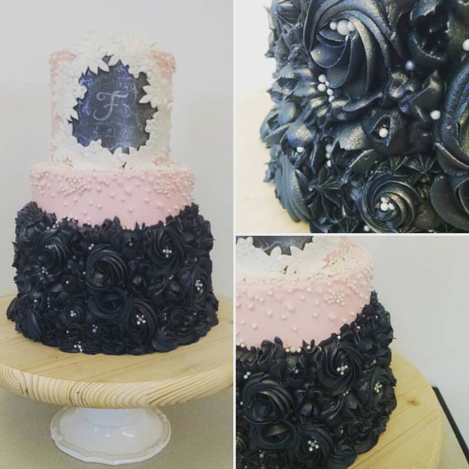 Elopement Cake with Royal Icing Piped Flowers