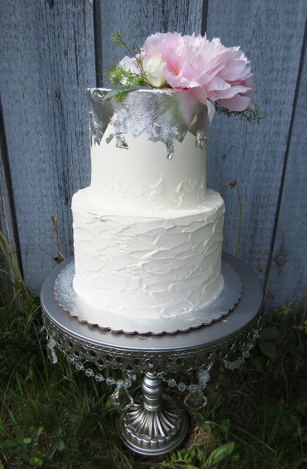 Silver Leaf Messy Buttercream Textured Cake