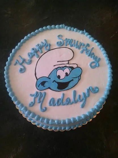 Simple Happy Birthday with Handpainted Smurf