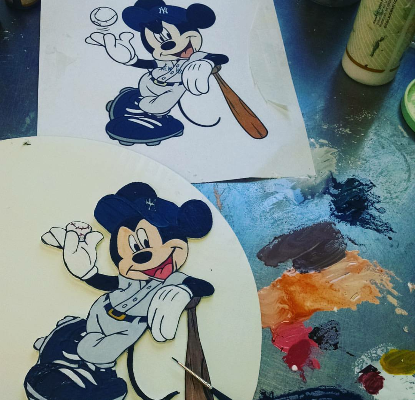Handpainted Baseball Mickey Mouse