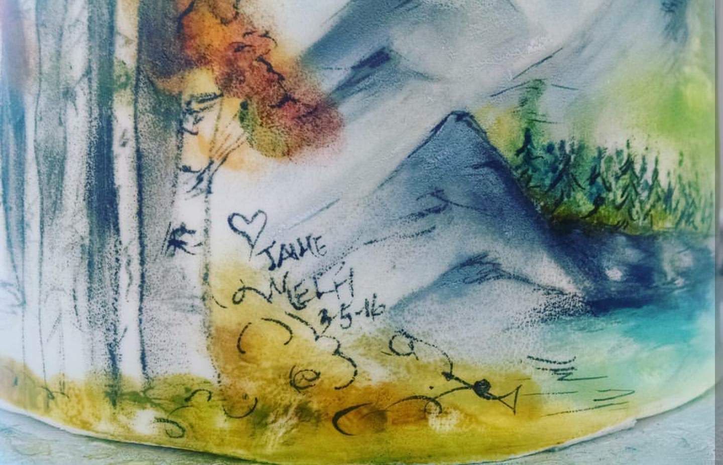 Watercolored Fall Mountain Scene