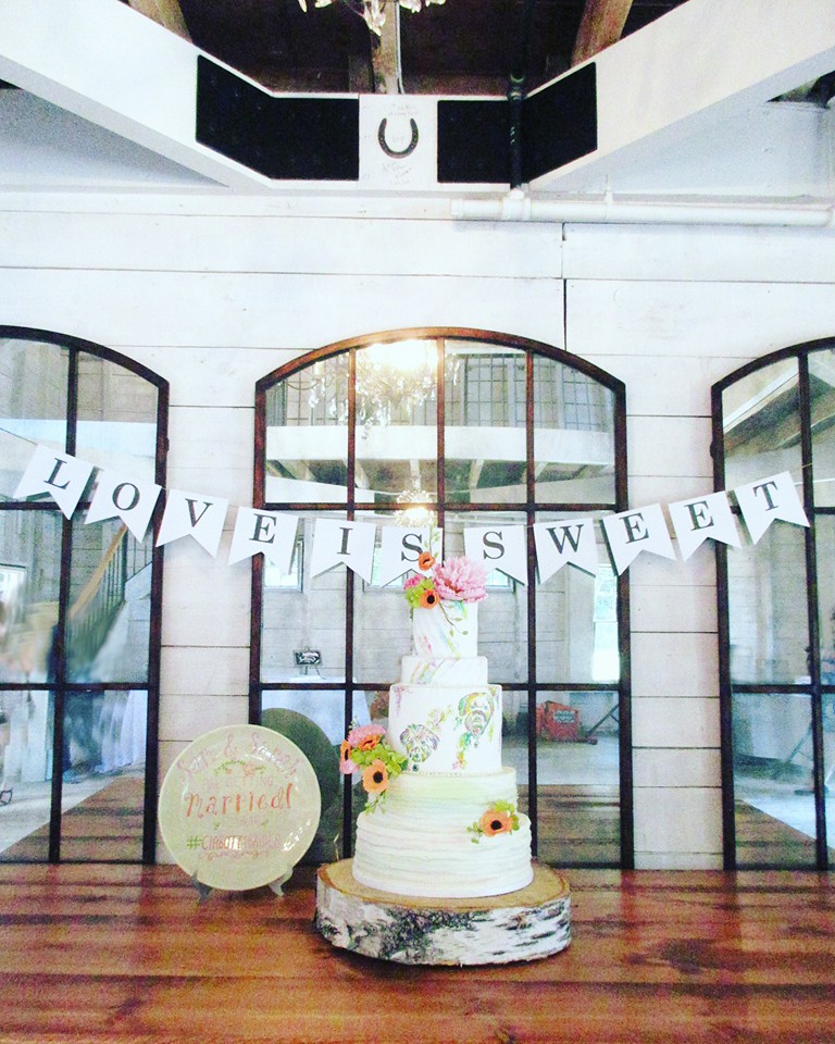 Watercolor Handpainted Wedding Cake