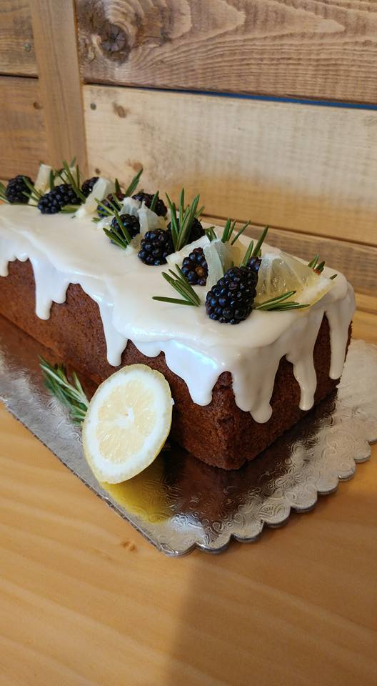 Italian Spiced Honey Cake with Lemon Glaze and Fresh Blackberries