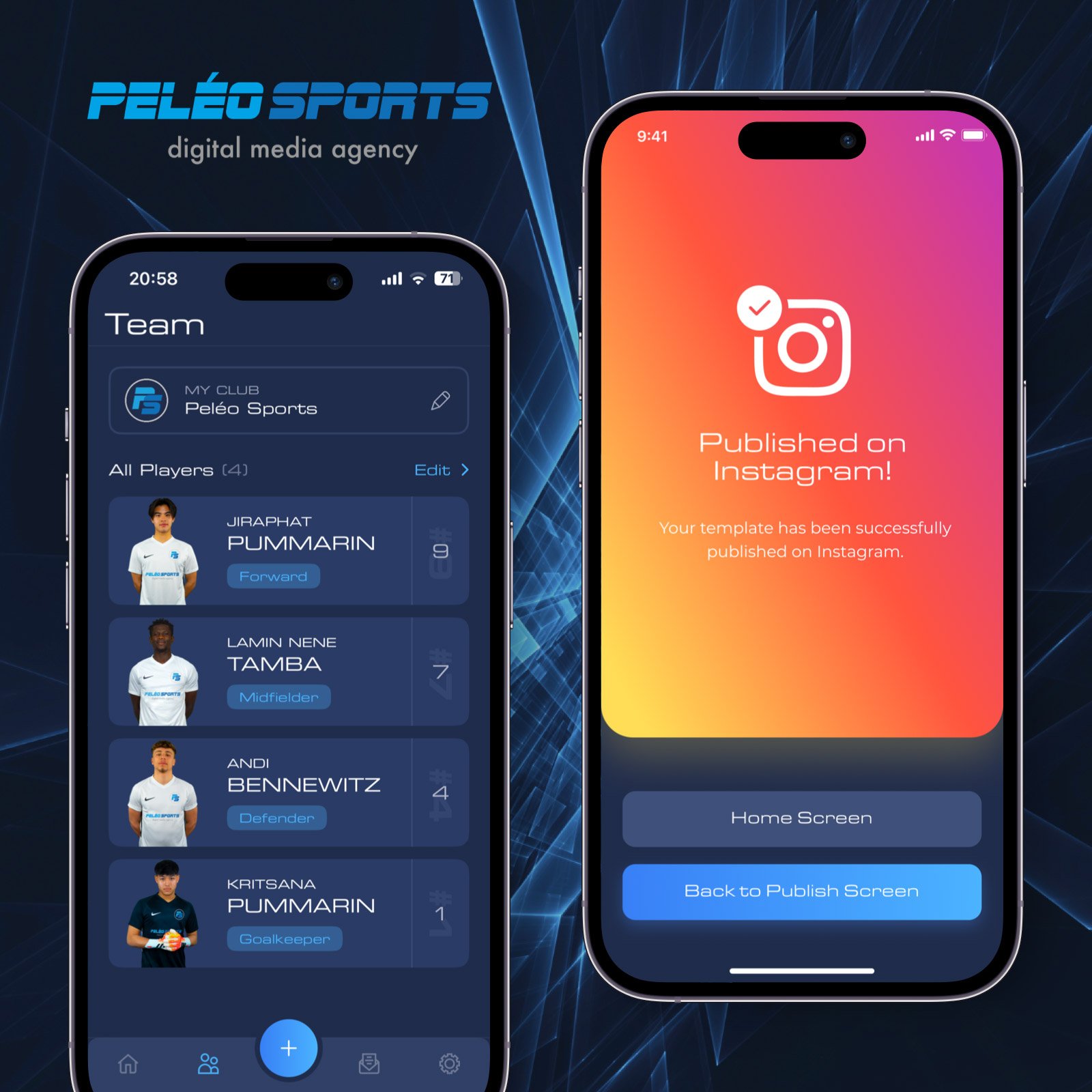 Peleo Sports (SMM app for football clubs)