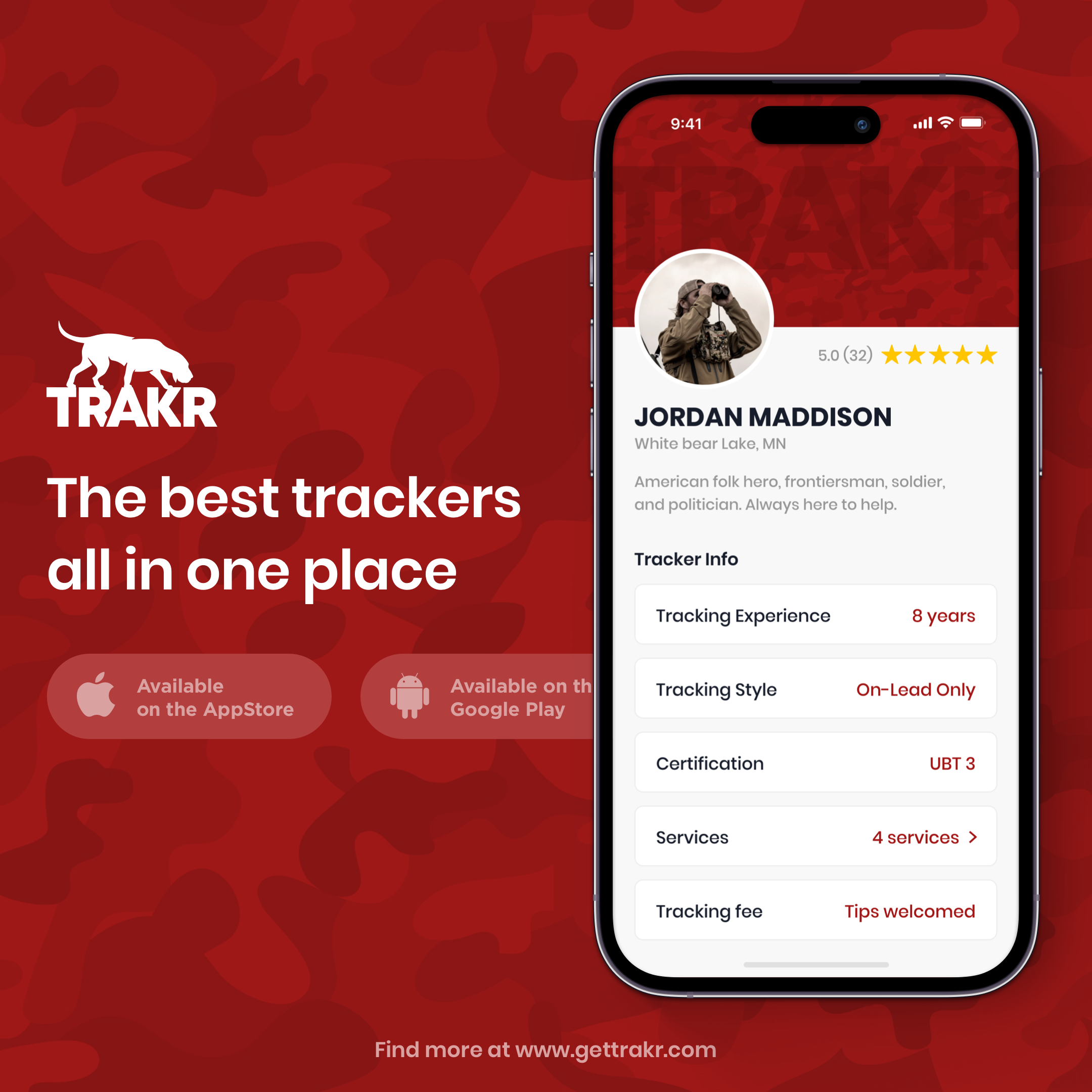 TRAKR marketplace (connect hunters &amp; dog trackers)