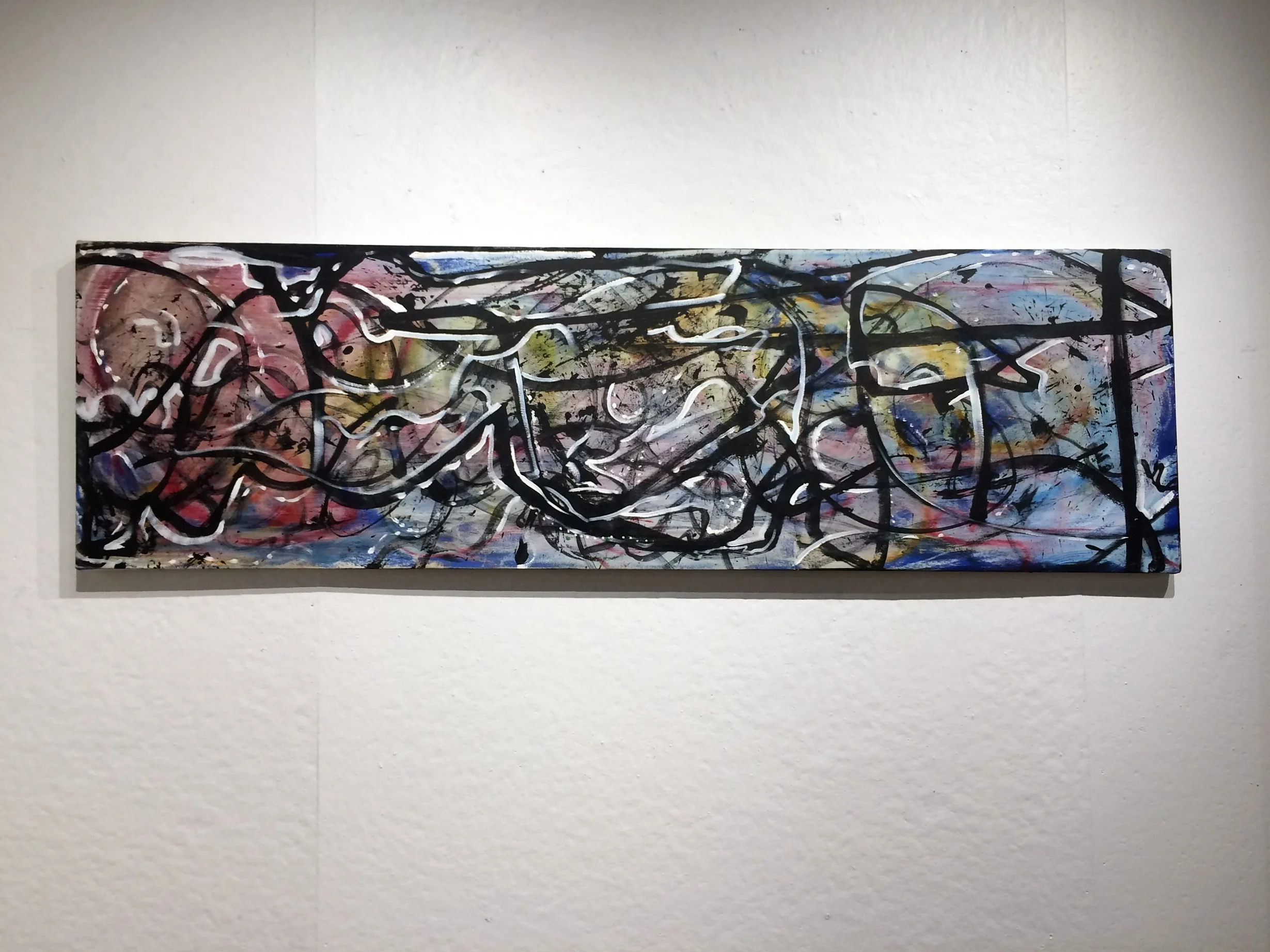   Ode to Oil , stretched canvas, oil pigment sticks, ink, acrylic paint, 5.5’x1.5', 2016 