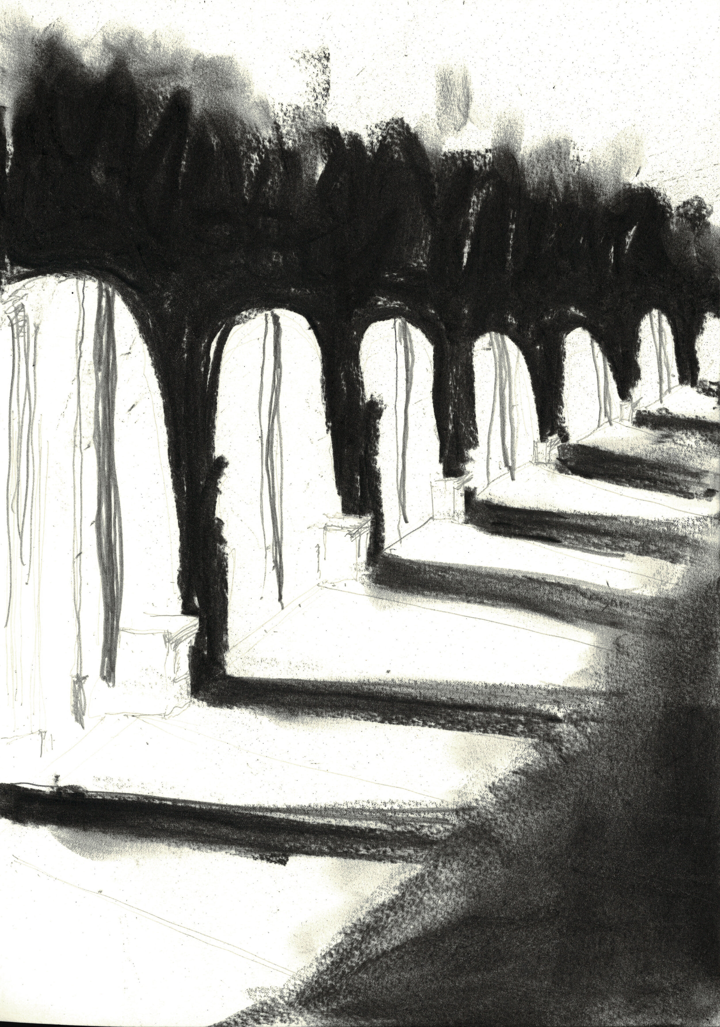 CHARCOAL COLONNADE PRINT
